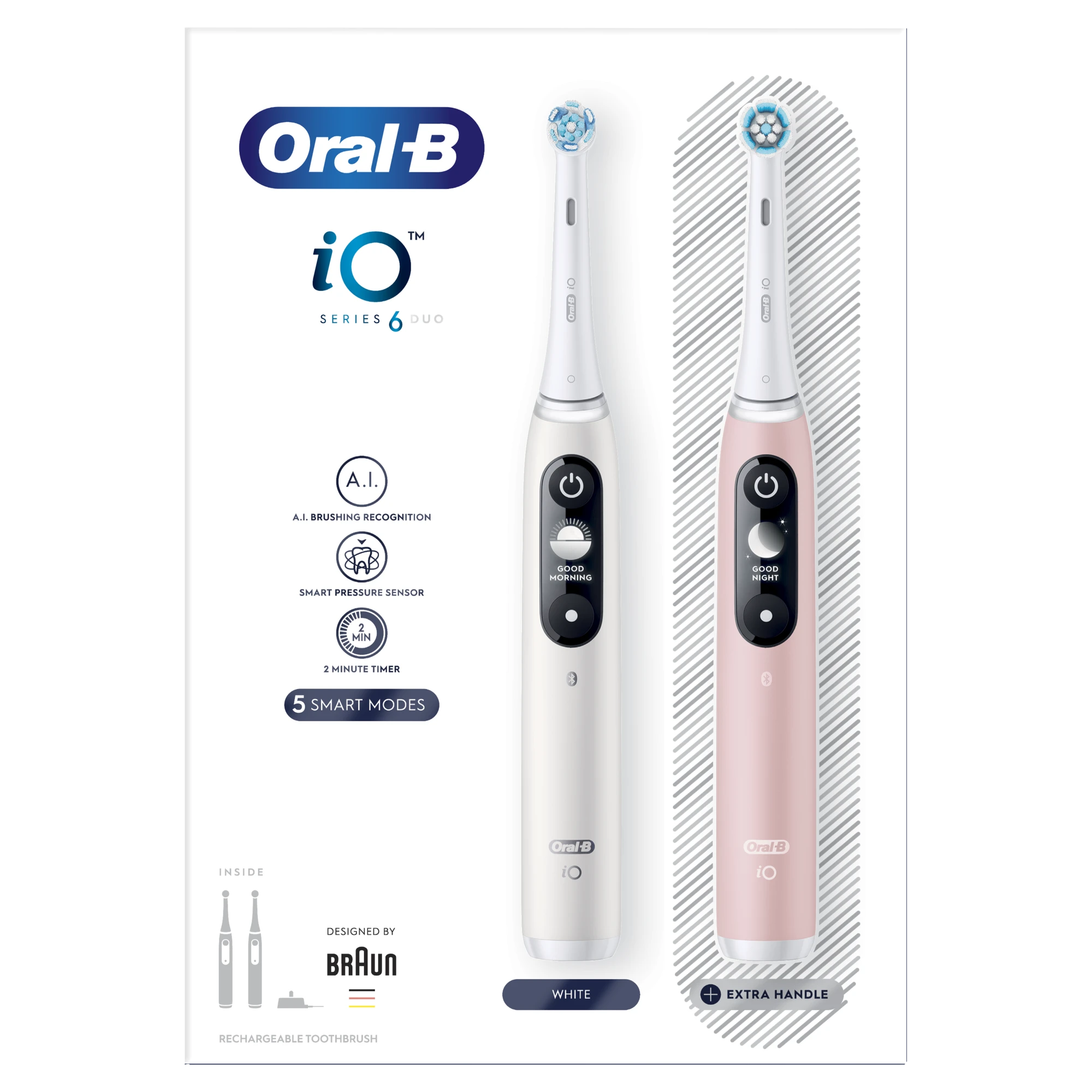 Oral-B iO6 Duo elektrinių dantų šepetėlių komplektas, 2 vnt.