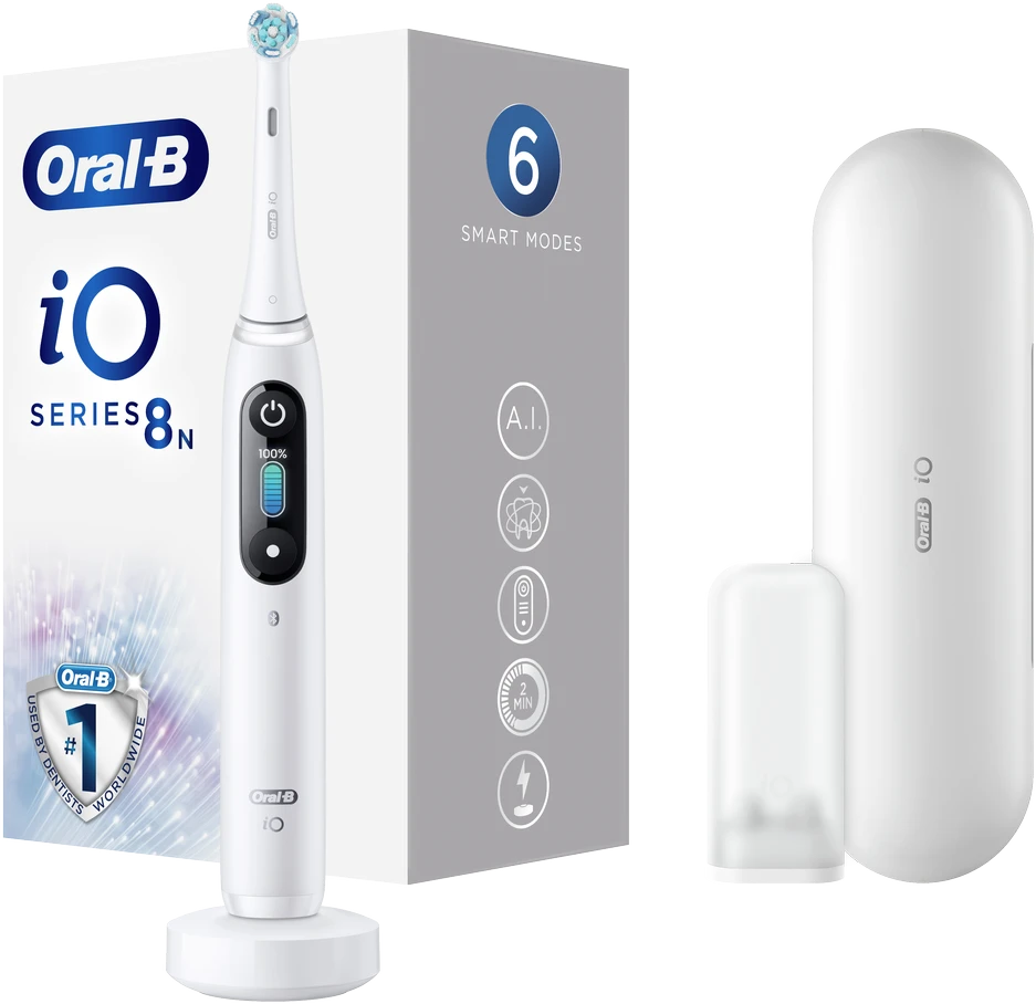 Elektrinis dantų šepetėlis Oral-B iO8, baltas