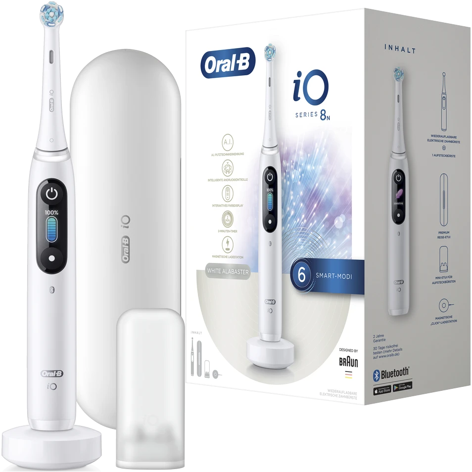 Elektrinis dantų šepetėlis Oral-B iO8, baltas