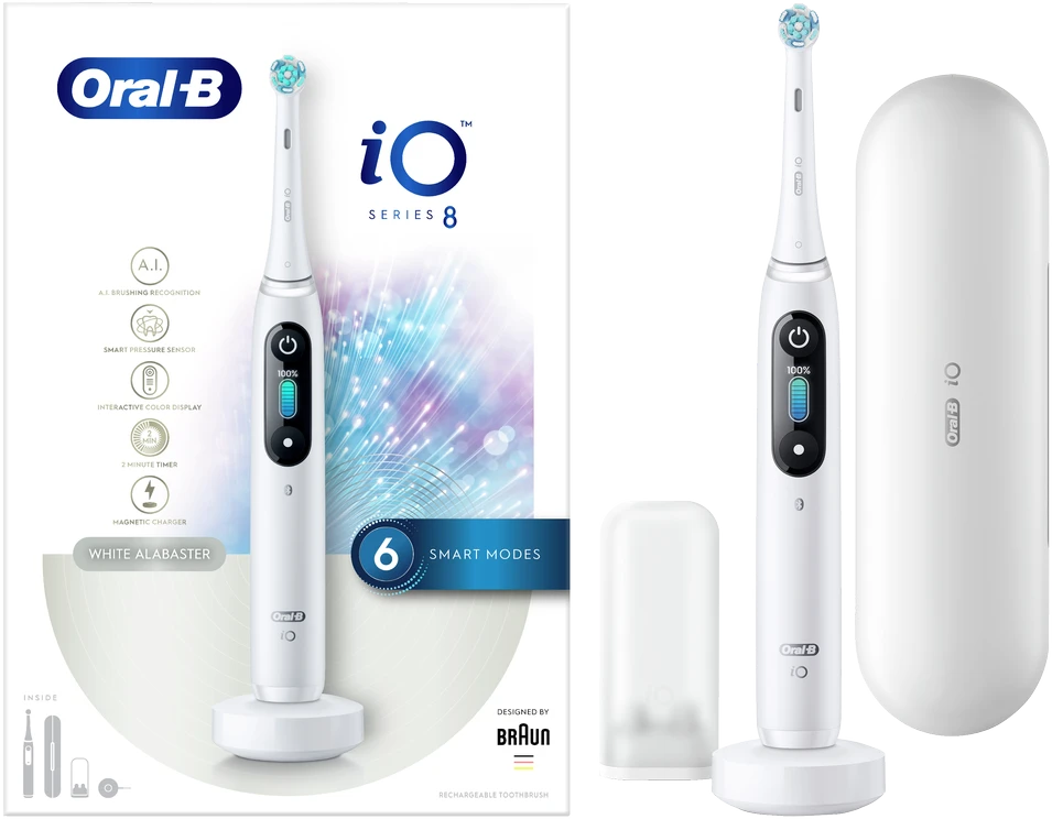 Elektrinis dantų šepetėlis Oral-B iO8, baltas