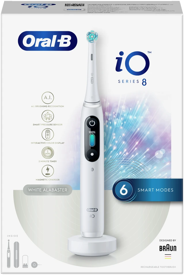 Elektrinis dantų šepetėlis Oral-B iO8, baltas