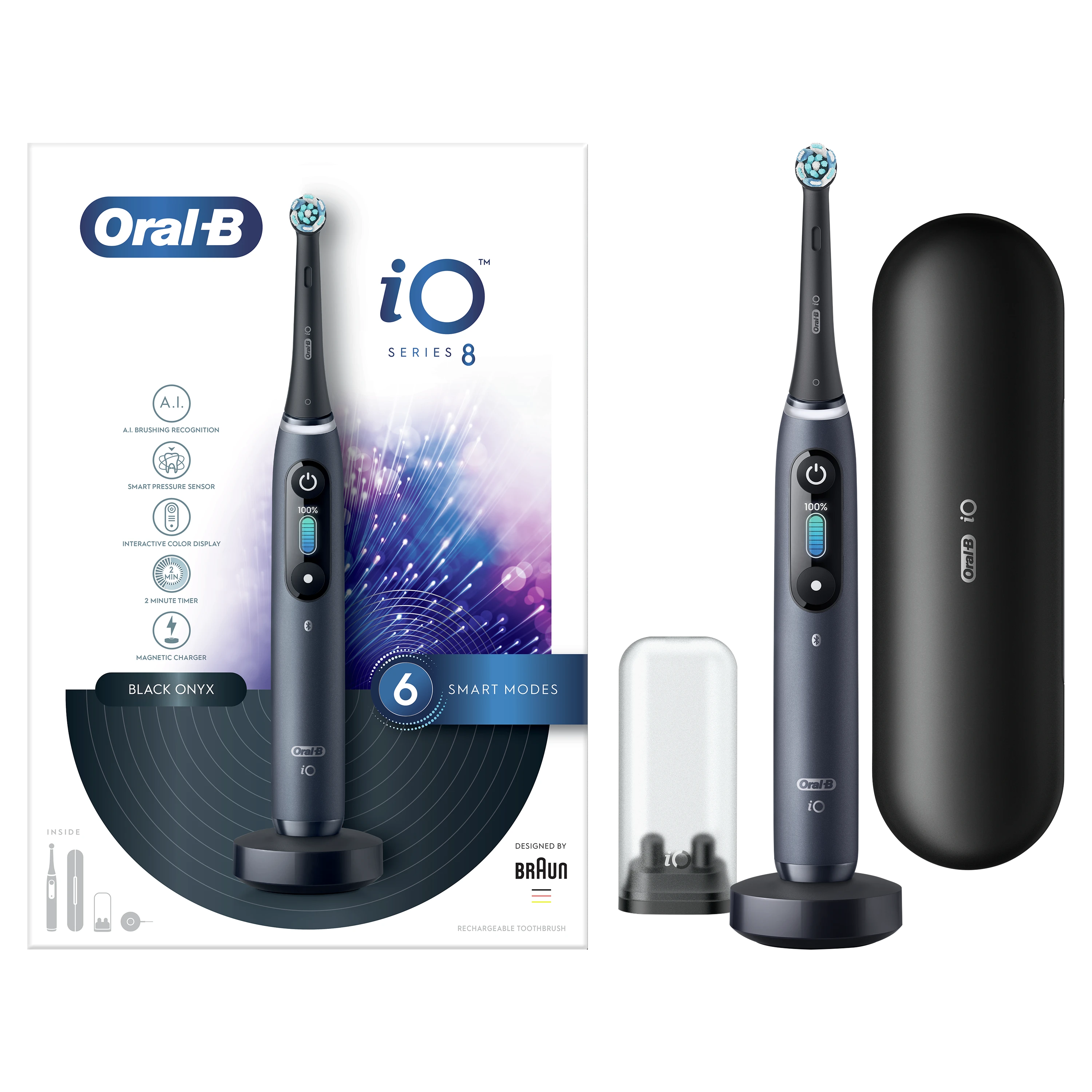 Elektrinis dantų šepetėlis Oral-B iO8, juodas