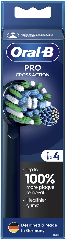 Braun Oral-B EB50-4 Cross Action Pro Juodas Dantų Šepetėlio Galvutės, 4 Vnt.