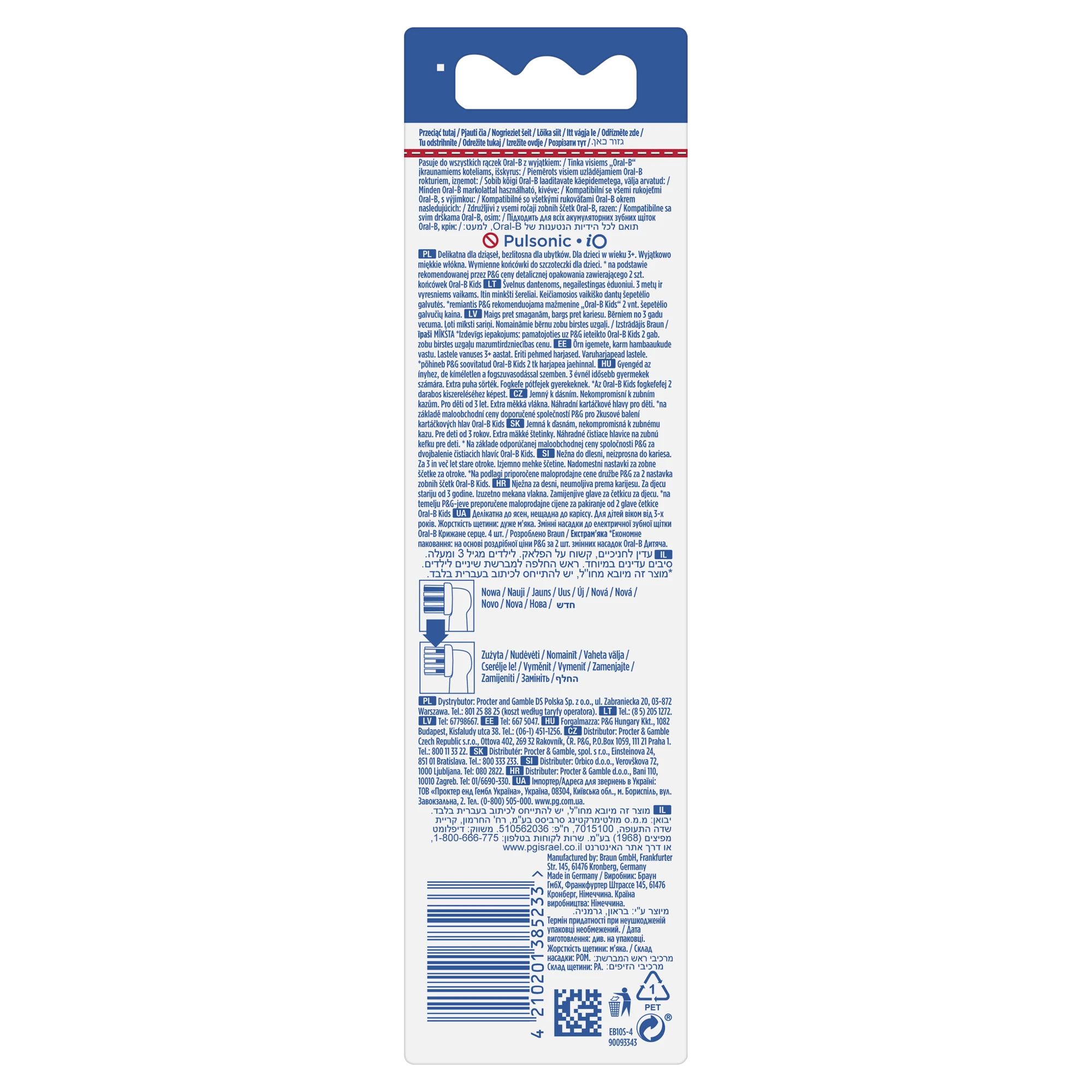 Dantų šepetėlio antgaliai ORAL-B BRAUN Frozen II, 4 vnt.