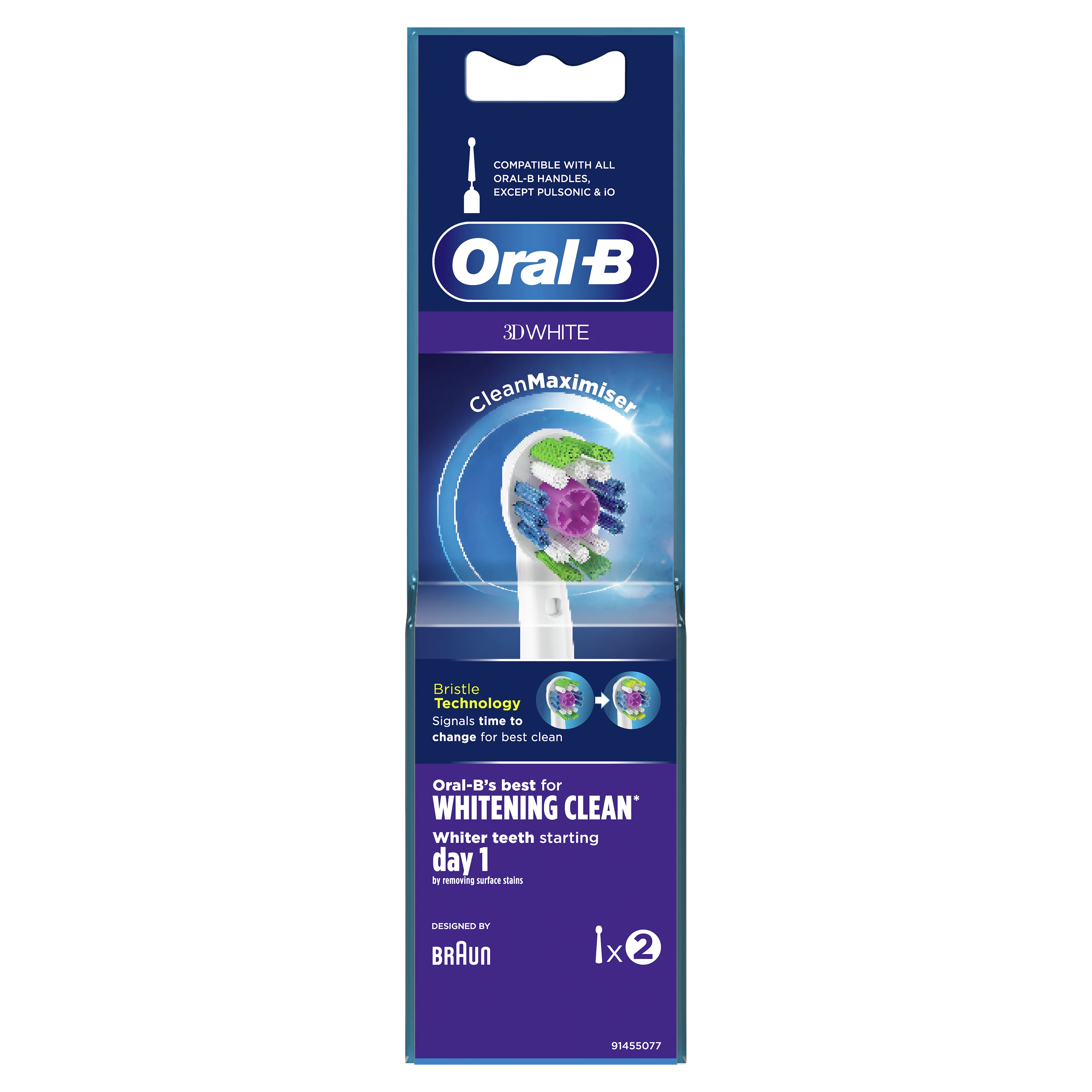 Oral-B Braun EB18-2 3D Baltas Elektrinio Dantų Šepetėlio Galvutės