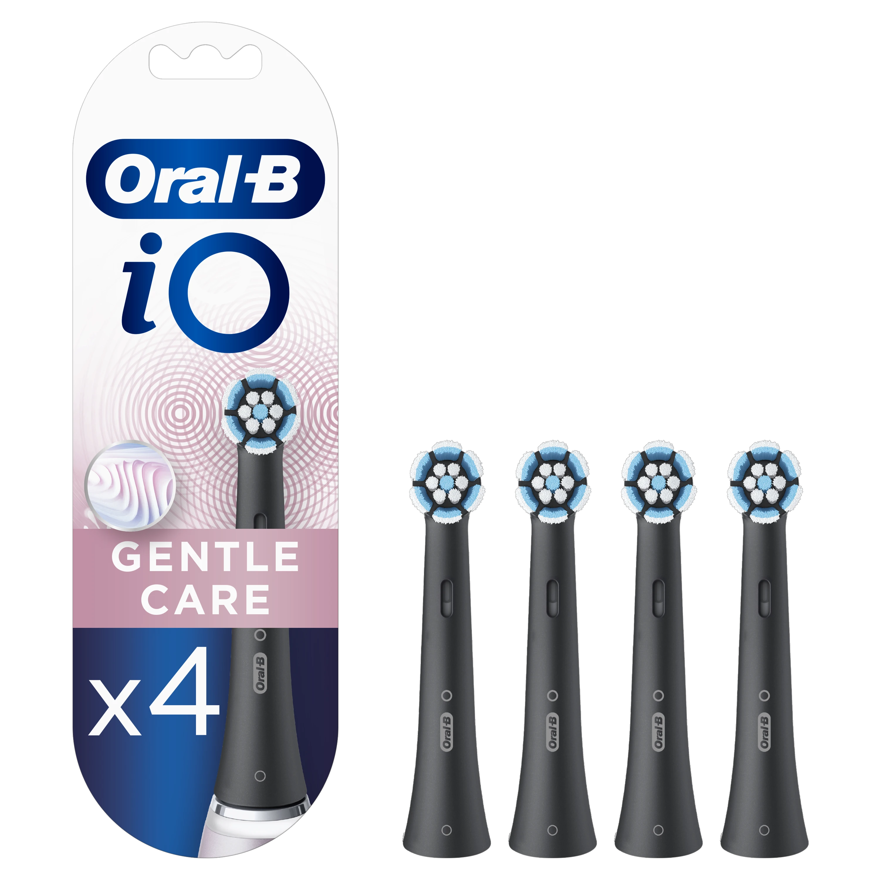 Braun SB-4 Oral-B iO Gentle Care Juodas keičiamos dantų šepetėlio galvutės 4 vnt.