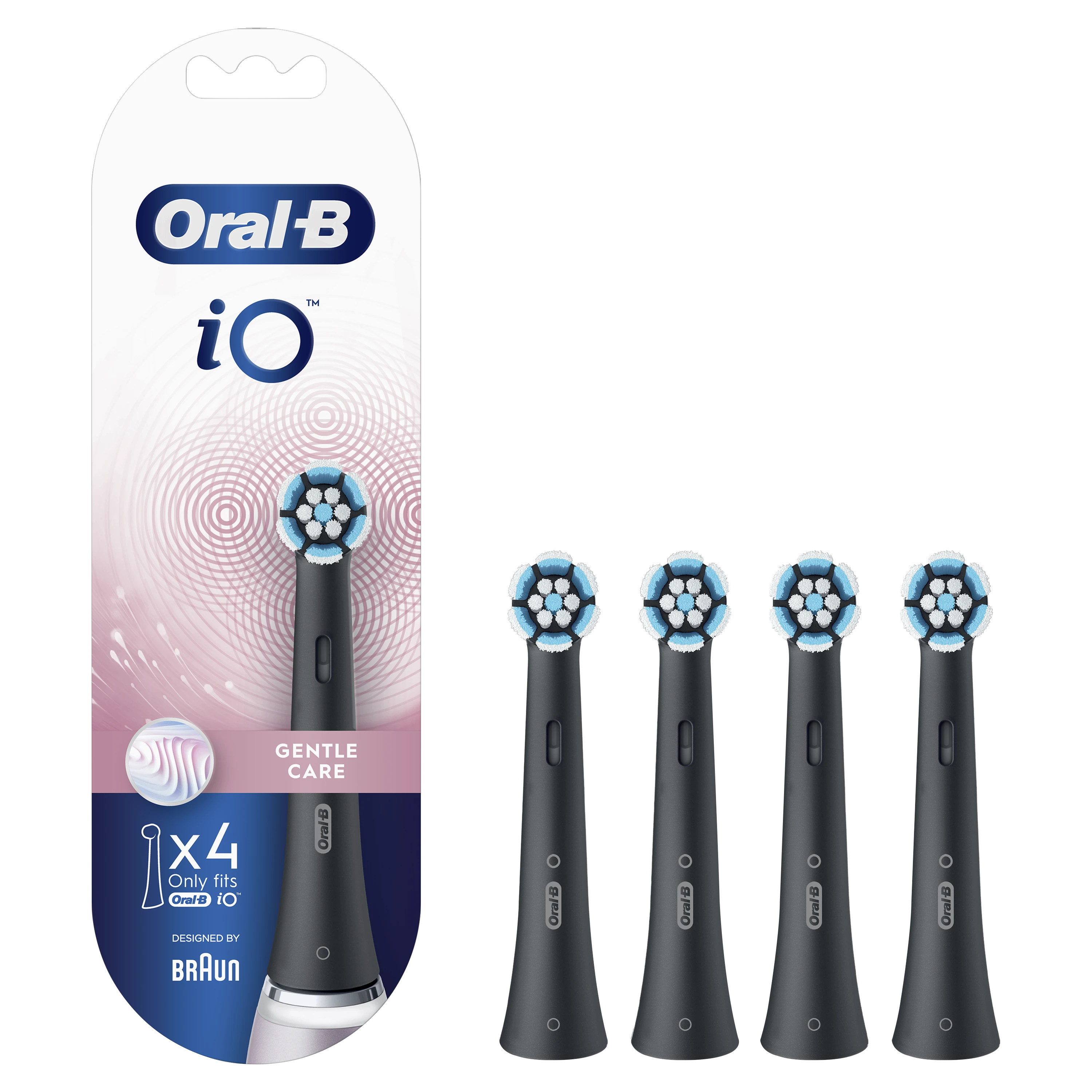 Dantų šepetėlis Braun SB-4 Oral-B iO Gentle Care Juodas keičiamos dantų šepetėlio galvutės 4 vnt.