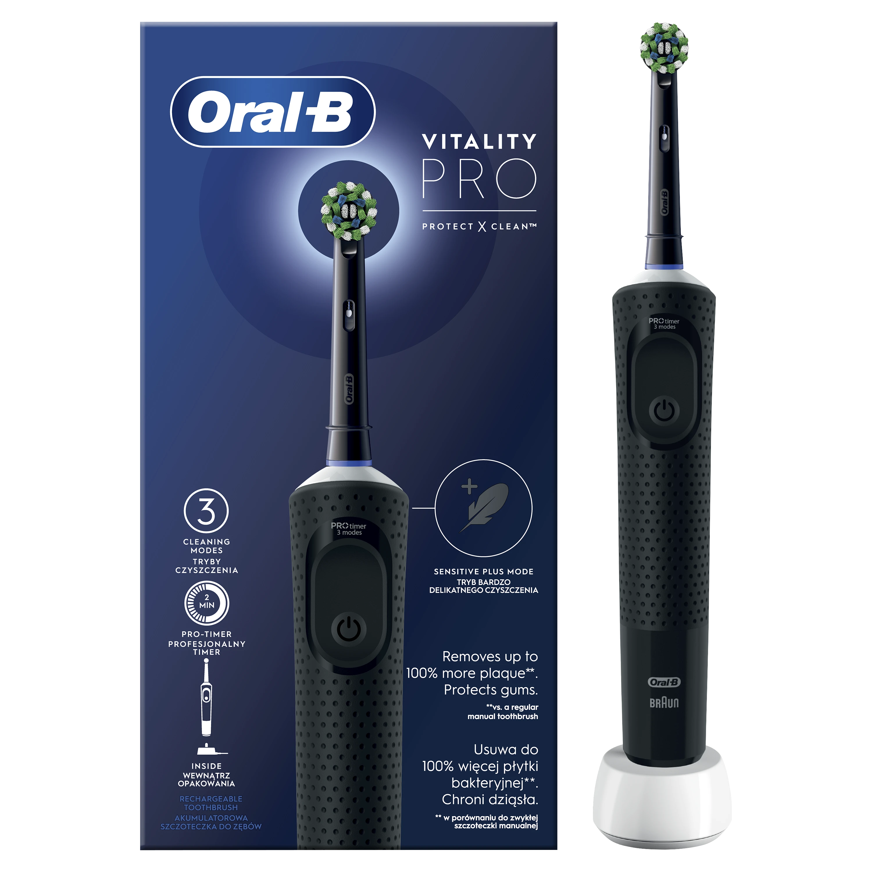 Oral-B Vitality Pro juodas šepetėlis su pakuote