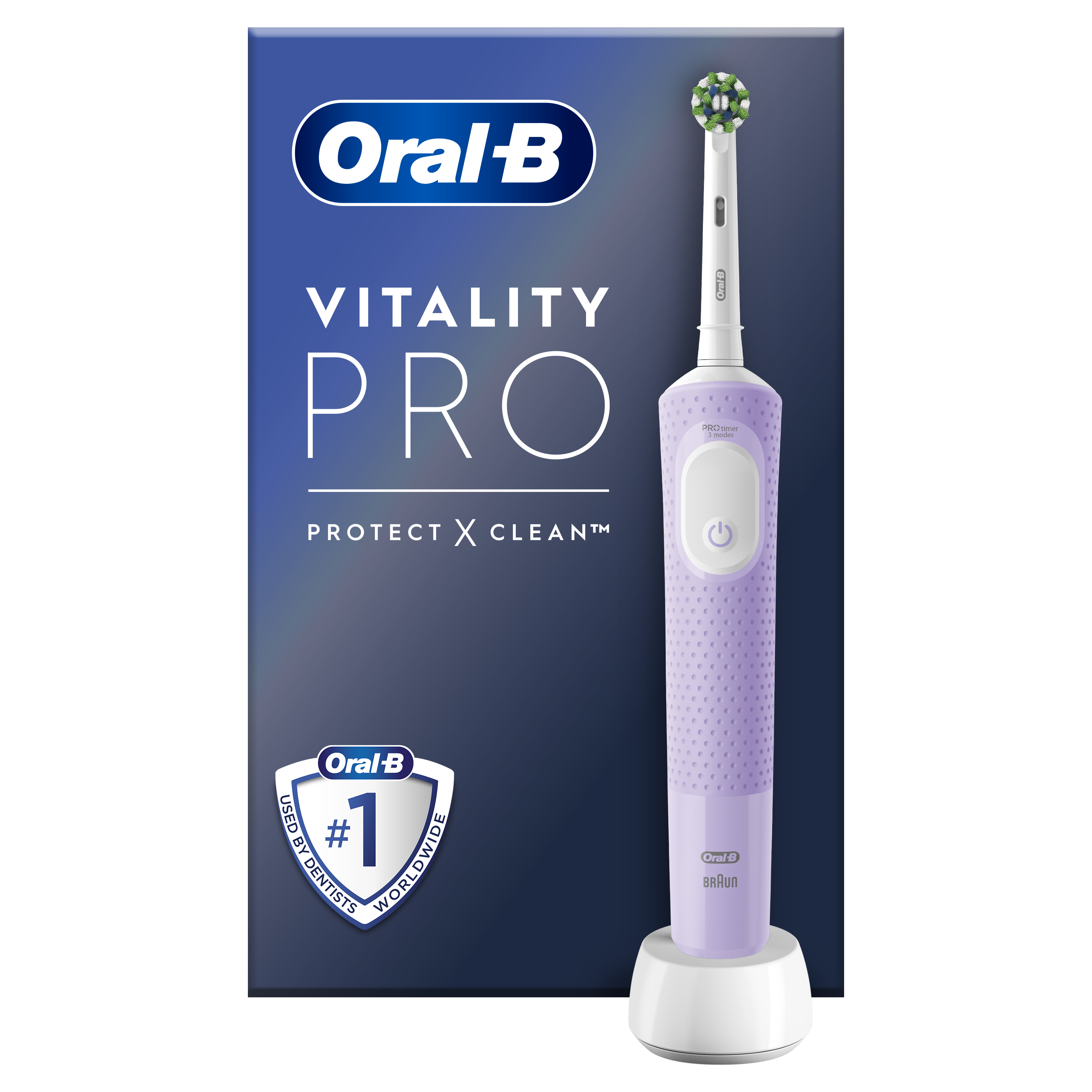 Braun Oral-B | Elektrinis dantų šepetėlis | D103 Vitality Pro | Įkraunamas | Suaugusiems | Šepetėlių skaičius galvutės įeina 1 | Number of teeth brushing modes 3 | Lilac Mist