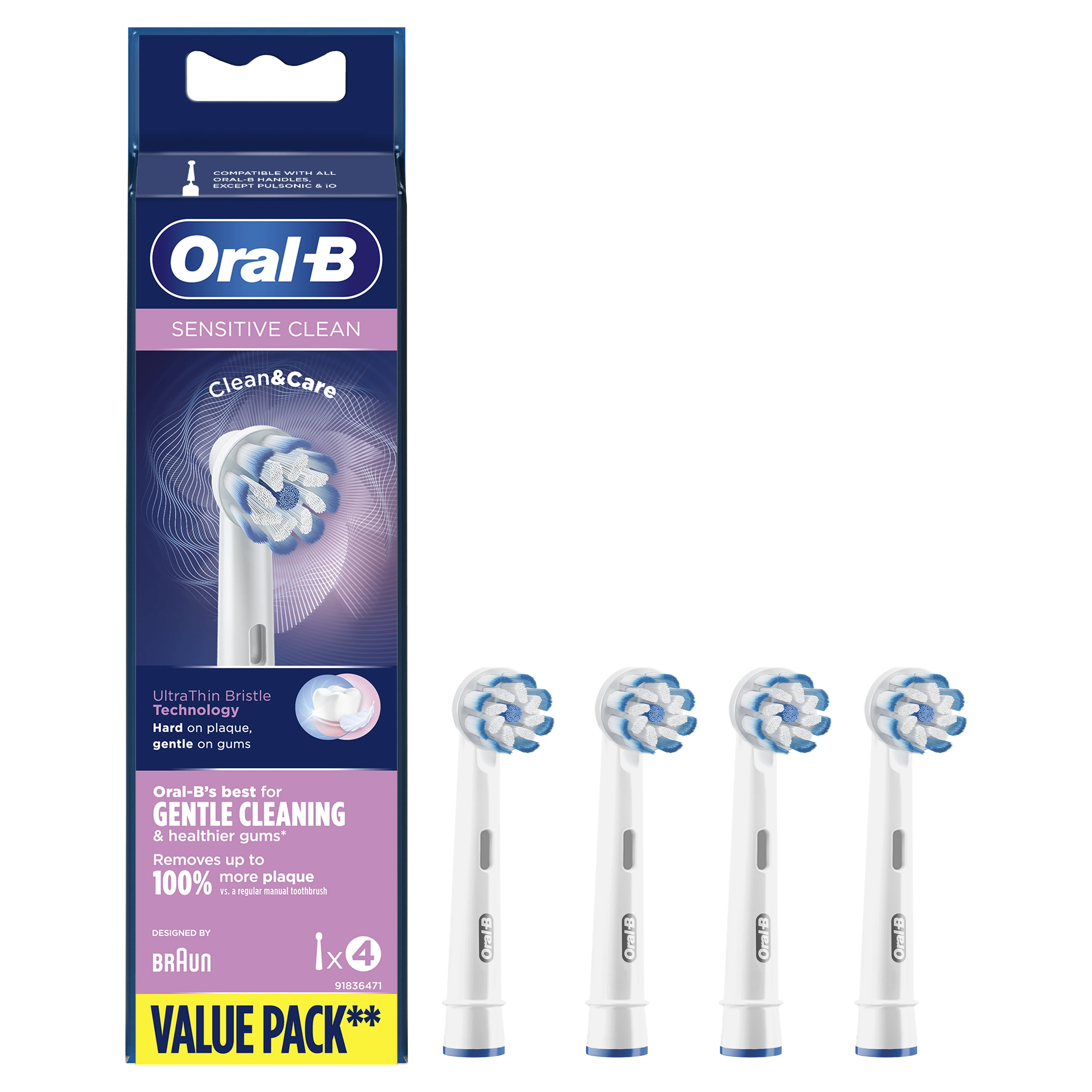 EB60-4 Braun Oral-B SENSI Labai labai plonos Elektrinio Dantų Šepetėlio Galvutės
