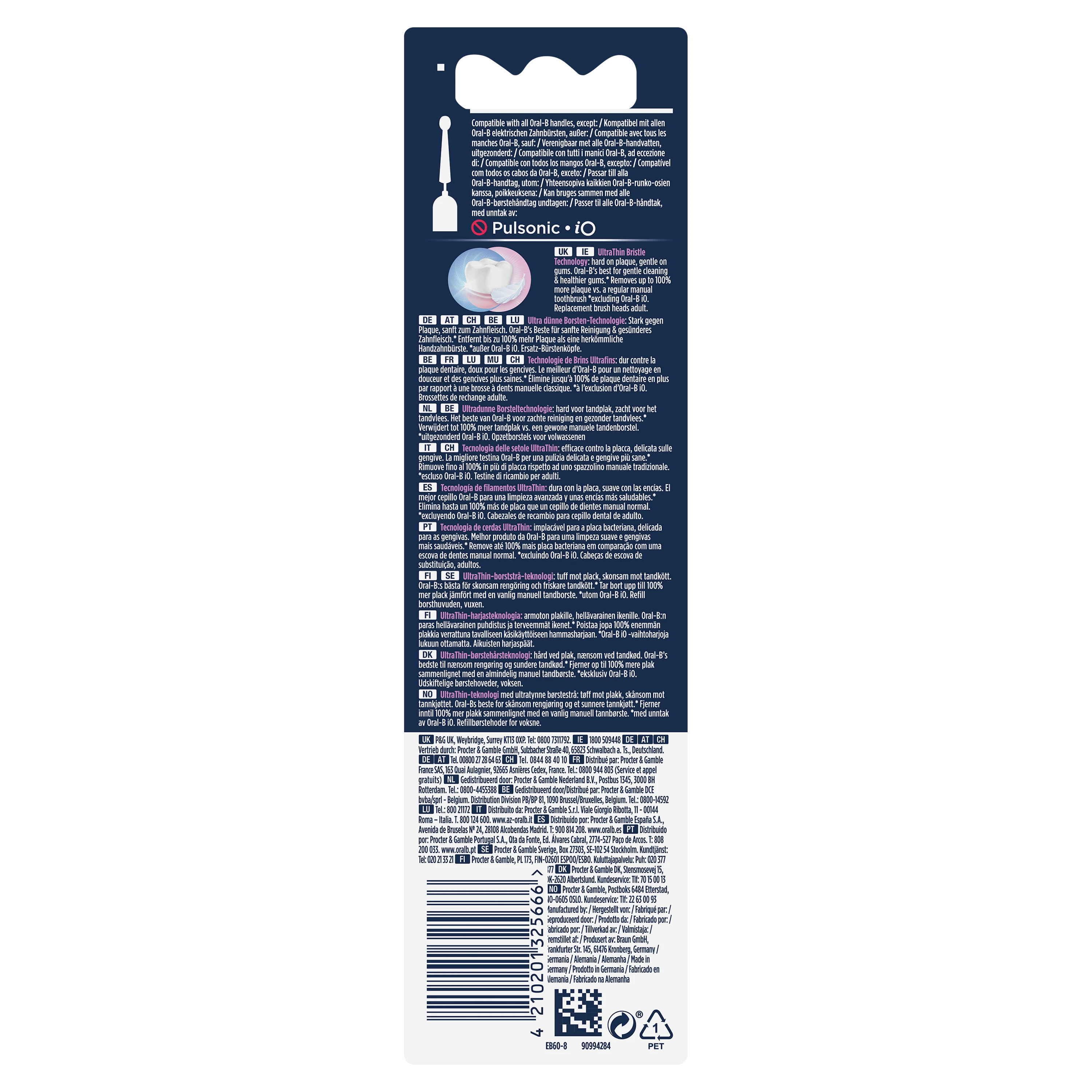 EB60-8 Braun Oral-B SENSITIVE Labai labai plonas Elektrinio Dantų Šepetėlio Galvutės
