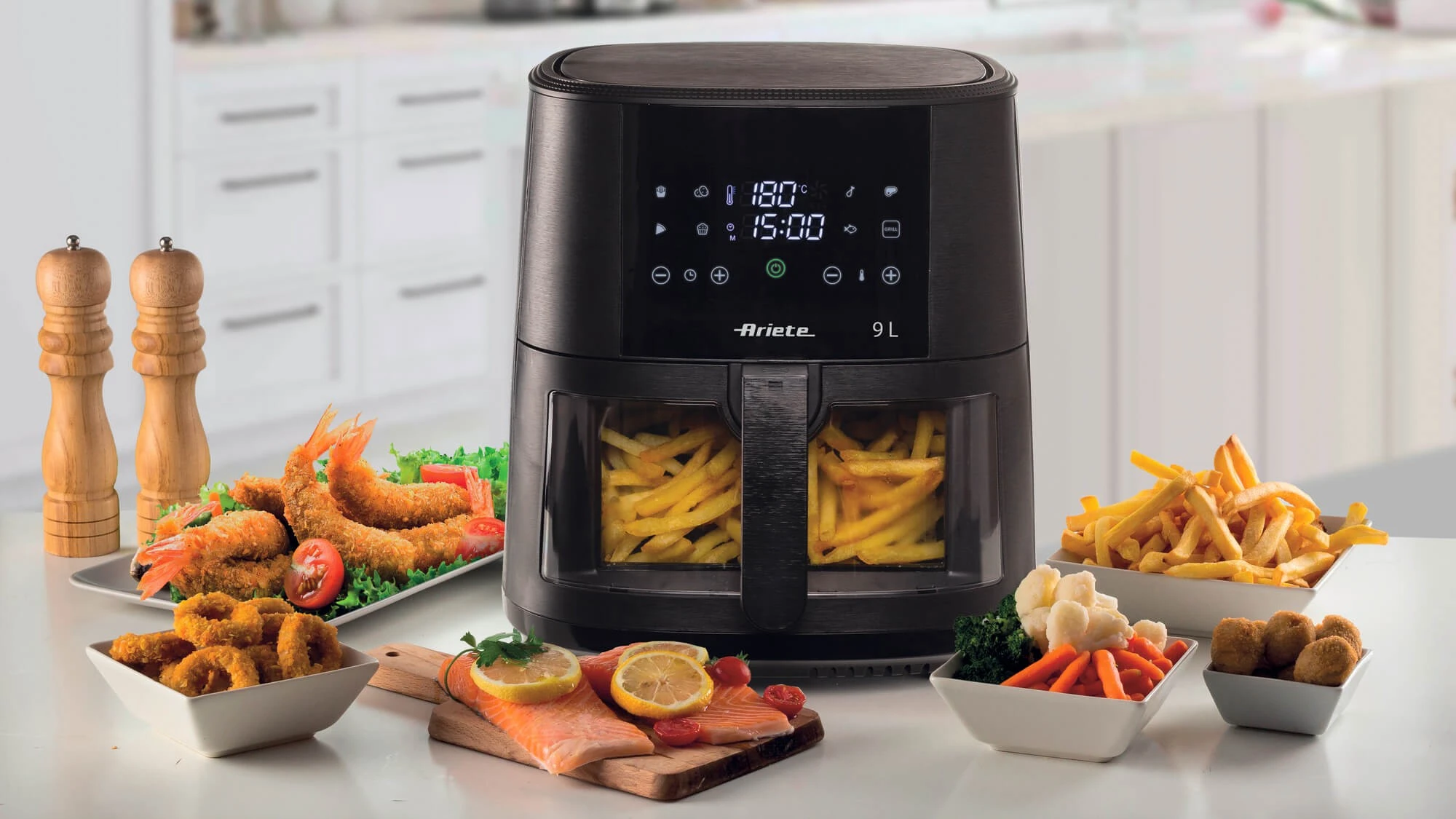 4630 Ariete Airy Fryer 9L karšto oro gruzdintuvė Juodas aprašymas - Prekės nuotrauka