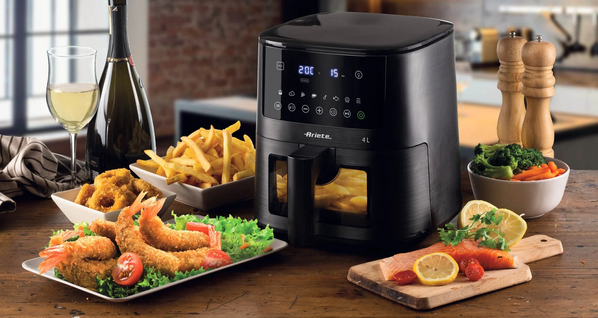 4633 Ariete Airy Fryer 4L karšto oro gruzdintuvė Juodas aprašymas - Prekės nuotrauka