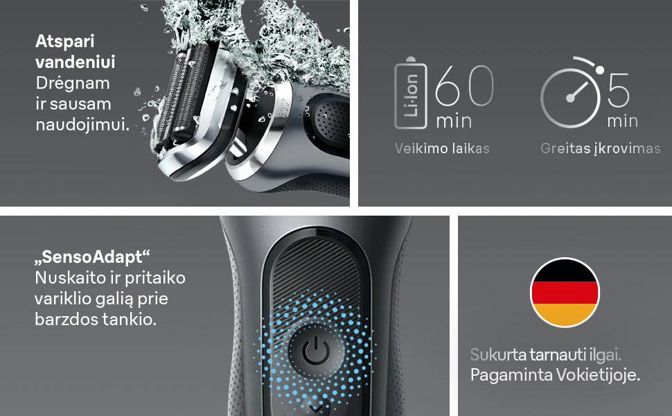 Braun 72-G1200s barzdaskutė Series 7 pilkas aprašymas - Prekės nuotrauka