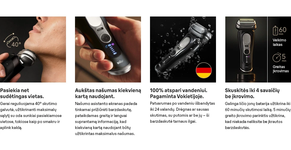 Braun 9610S Barzdaskutė Series 9 Pro+ juodas aprašymas - Prekės nuotrauka