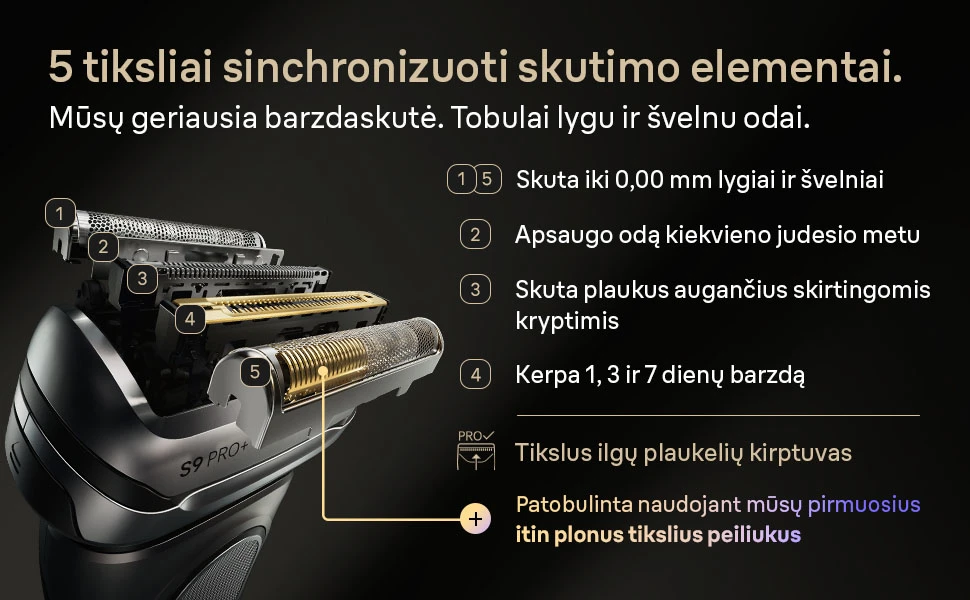 Braun 9610S Barzdaskutė Series 9 Pro+ juodas aprašymas - Prekės nuotrauka