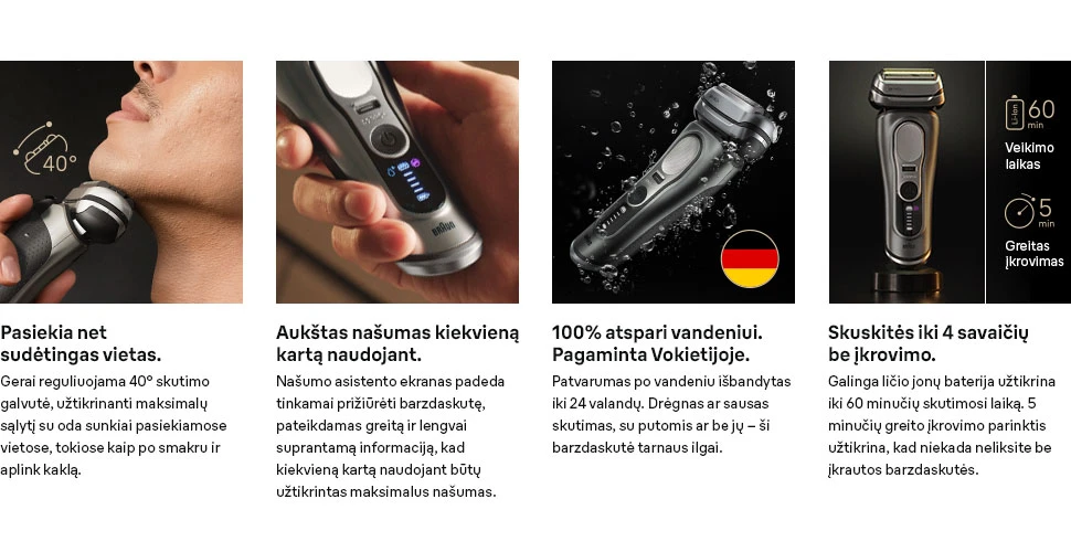 Braun 9615S Barzdaskutė Series 9 PRO+ pilkas aprašymas - Prekės nuotrauka