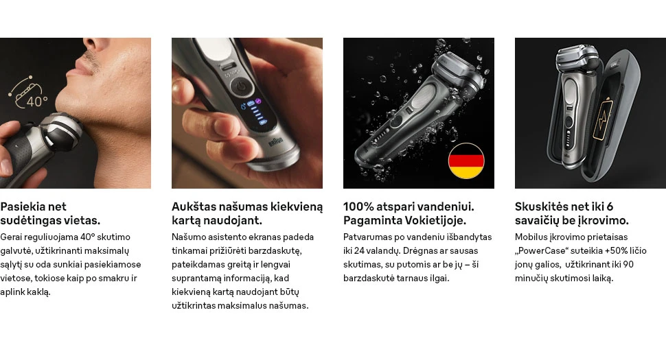 Braun 9625S Barzdaskutė Series 9 PRO+ Power Case / pilkas aprašymas - Prekės nuotrauka