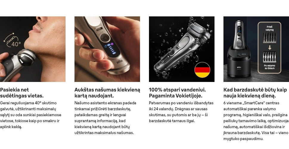 Braun 9667CC Barzdaskutė Series 9 PRO+ Clean&Charge / sidabrinis aprašymas - Prekės nuotrauka