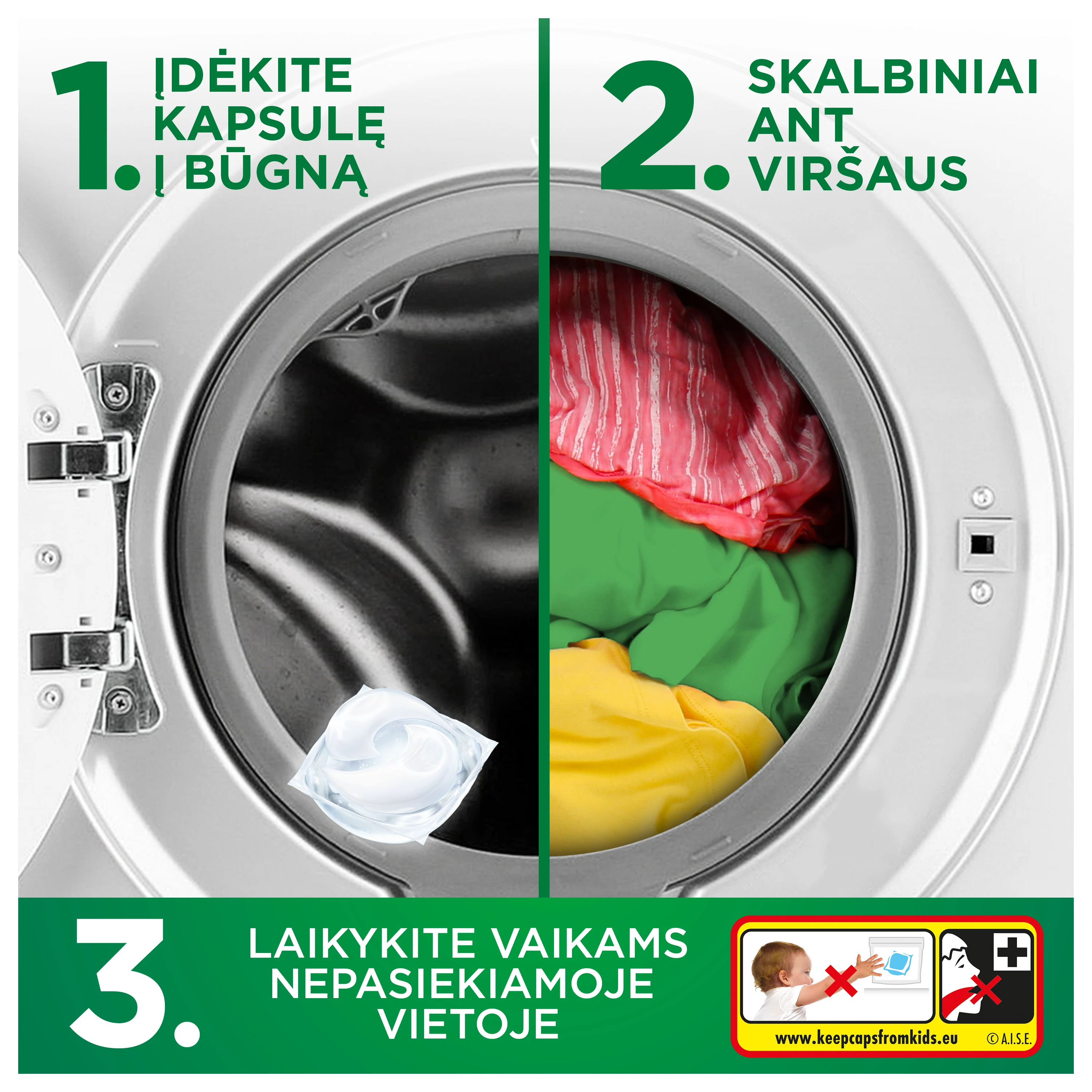 Ariel All-in-1 PODs Sensitive Skalbimo Kapsulės, 44 Skalb aprašymas - Prekės nuotrauka