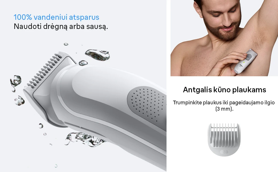 BG3530 Braun kūno plaukų kirpimo mašinėlė aprašymas - Prekės nuotrauka