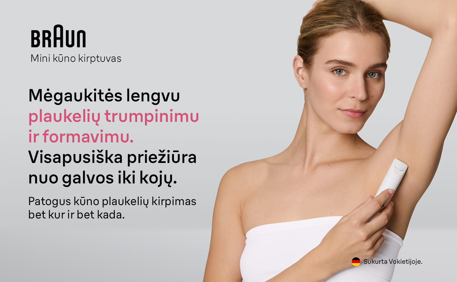 Braun BS1000 kompaktiškas kūno plaukų trimeris BODY aprašymas - Prekės nuotrauka