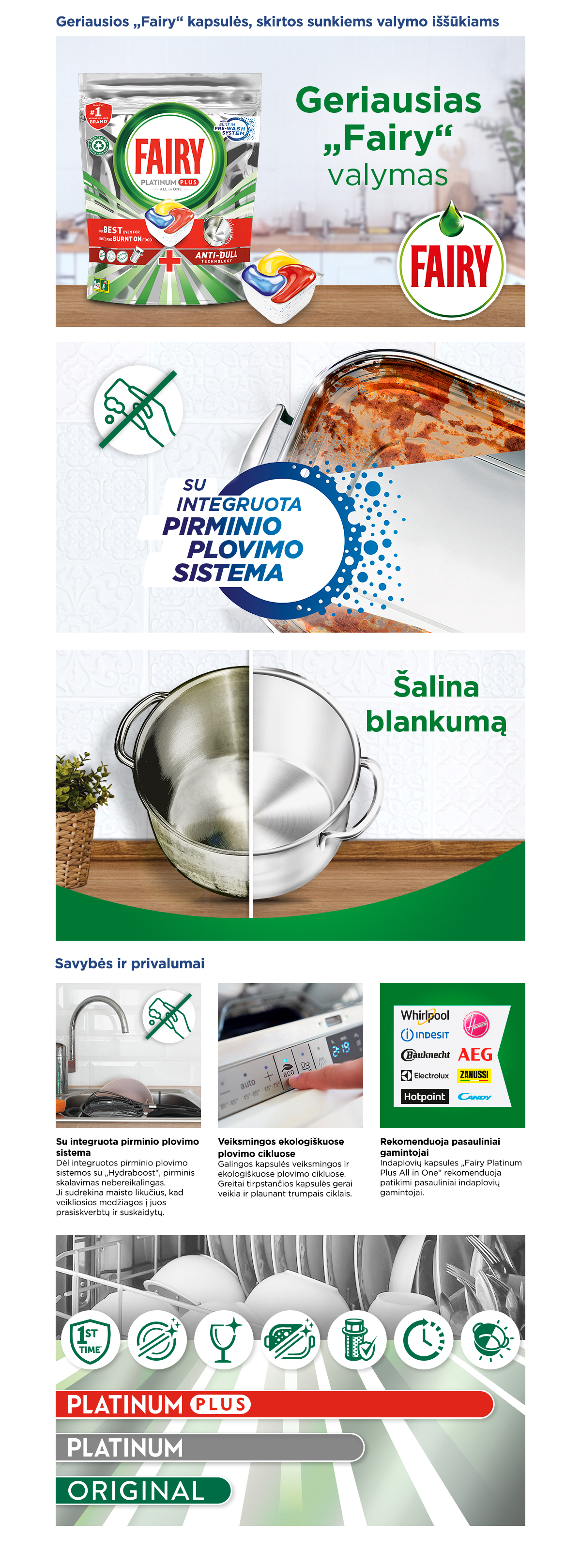 Fairy Platinum Plus All In One Lemon Indaplovių Tabletės, 114 vnt. aprašymas - Prekės nuotrauka