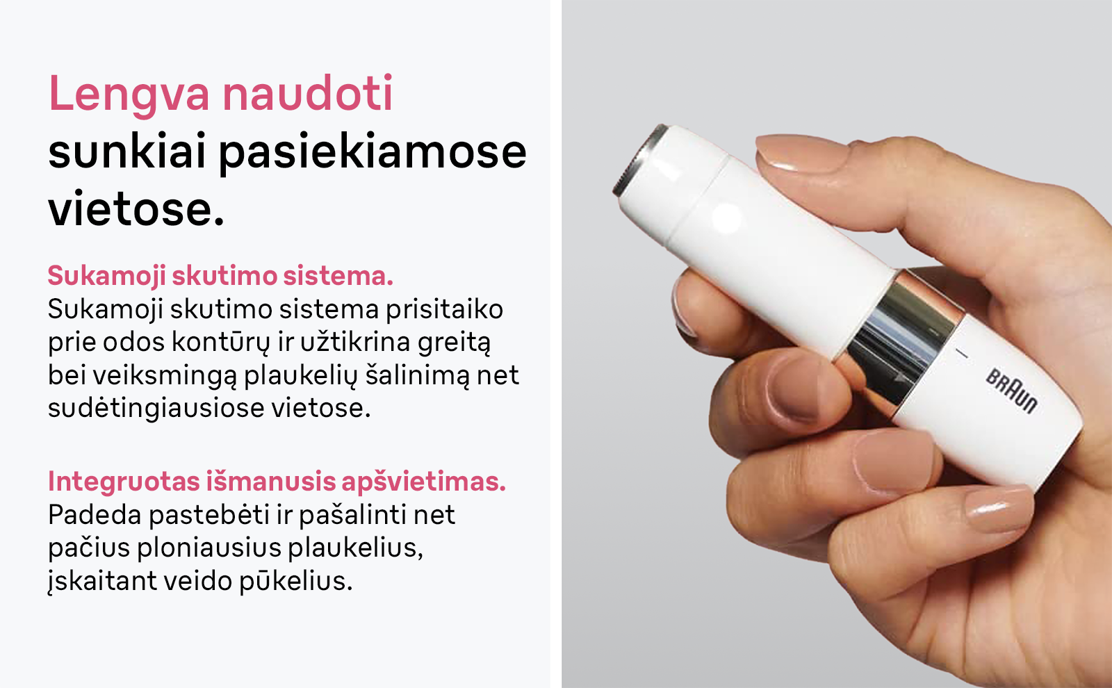 Braun FS1000 mini skustuvas FACE aprašymas - Prekės nuotrauka