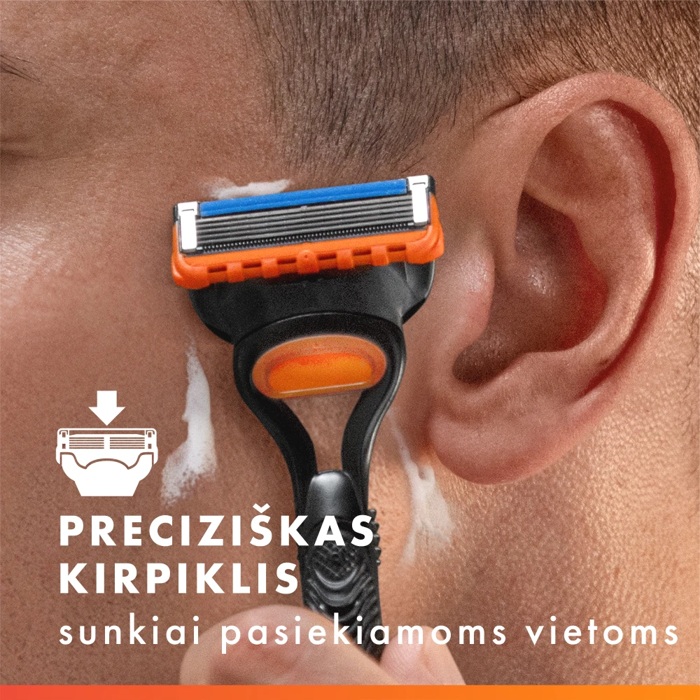 Gillette Fusion5 Skustuvo Vyrams Peiliukai, 12 Skustuvo Galvučių, peiliukų laikiklis aprašymas - Prekės nuotrauka