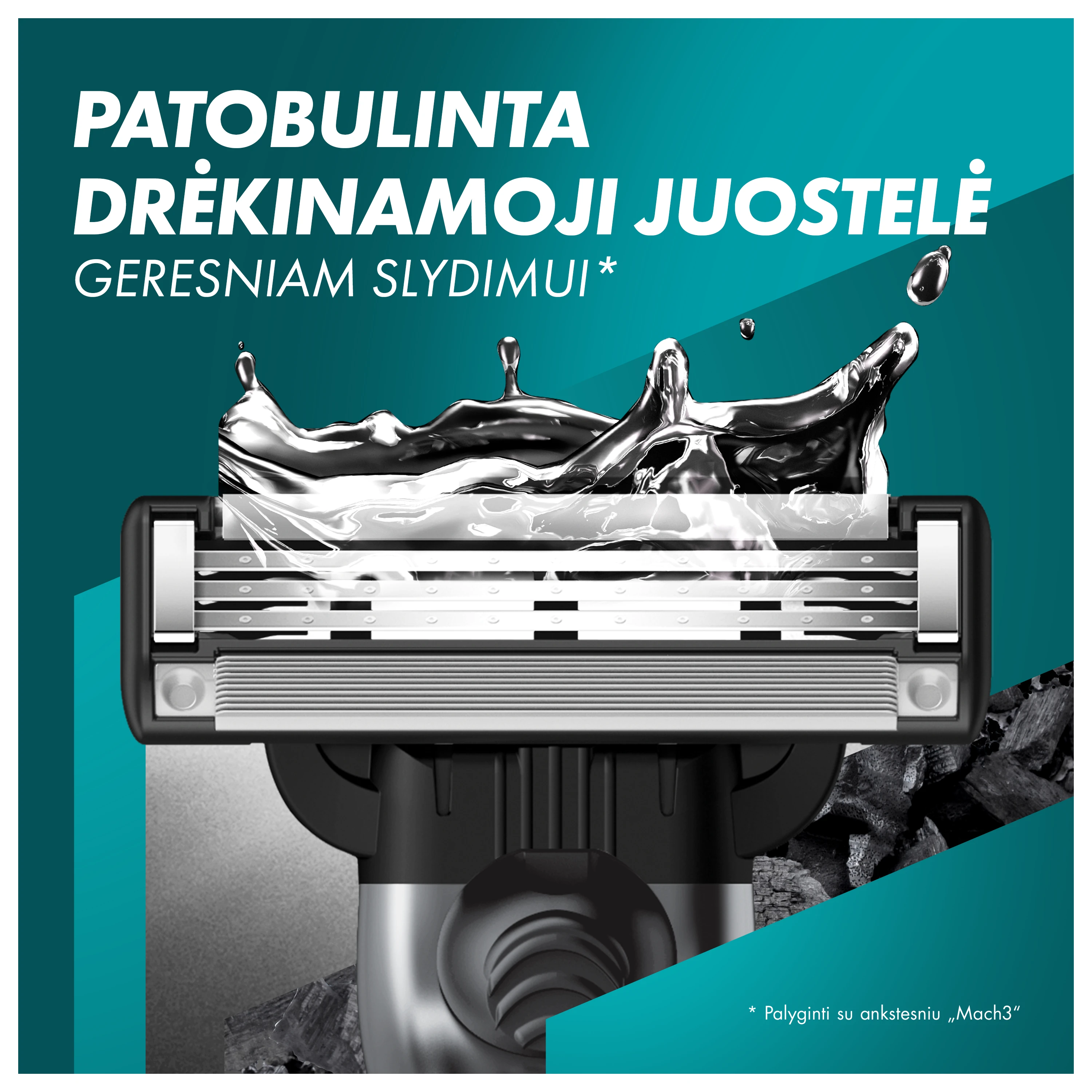 Gillette Mach3 Charcoal Skustuvas Vyrams, 1 Gillette Skustuvas + 6 Keičiamos Galvutės aprašymas - Prekės nuotrauka