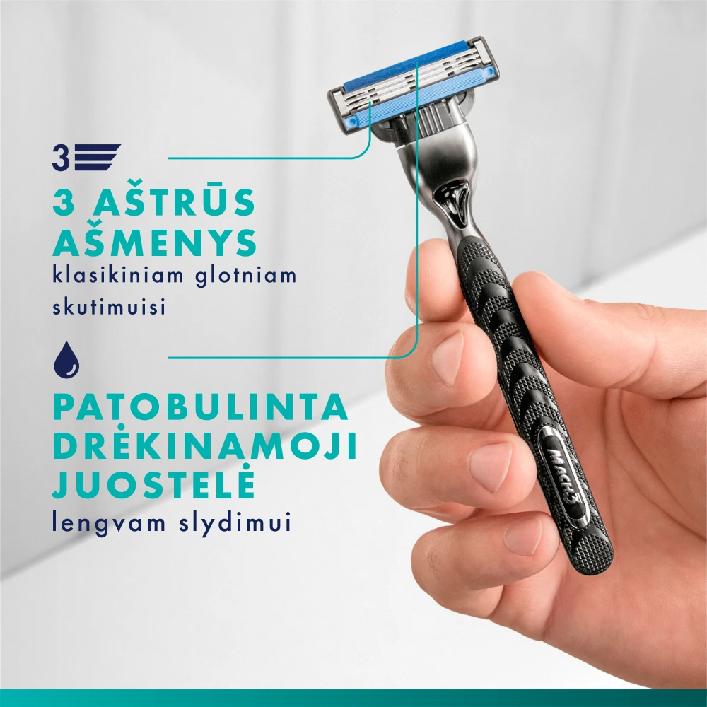 Gillette Mach3 Skustuvas Vyrams + 7 Skutimosi Galvučių aprašymas - Prekės nuotrauka