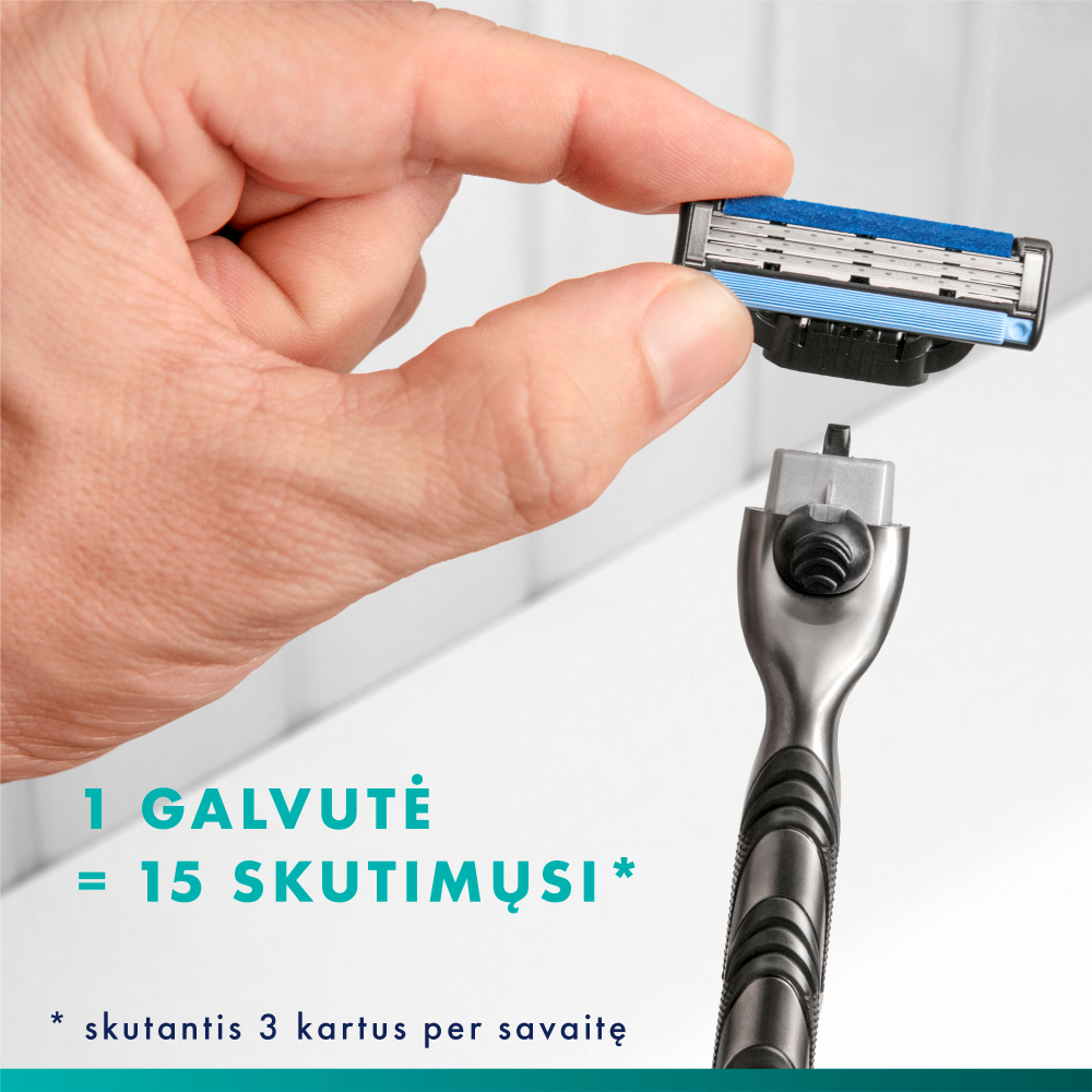 Gillette Mach3 Skustuvo Vyrams Galvutės, Papildomi Peiliukai, 5 Vnt. aprašymas - Prekės nuotrauka
