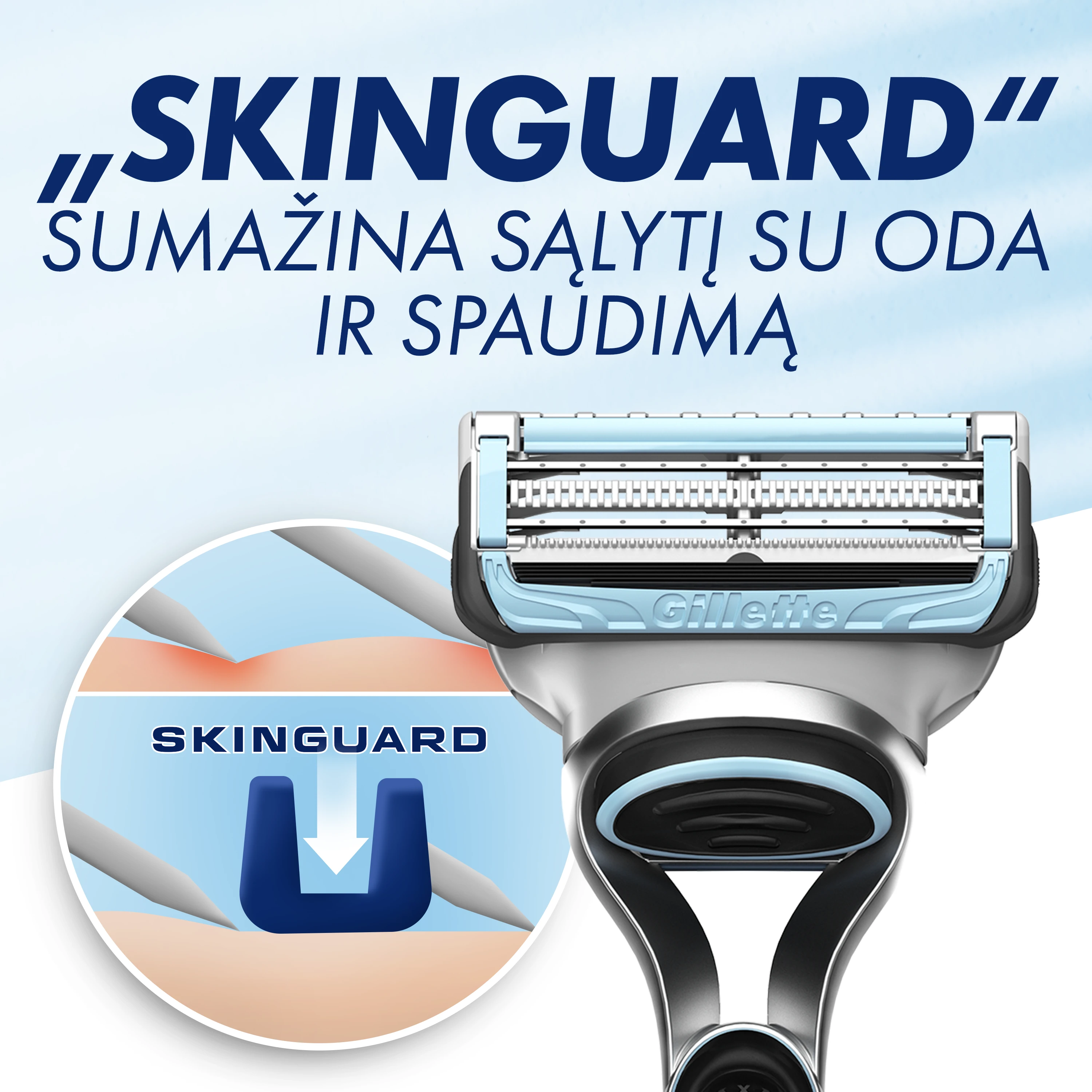 Skustuvas vyrams Gillette SkinGuard + 11 skutimosi galvučių aprašymas - Prekės nuotrauka