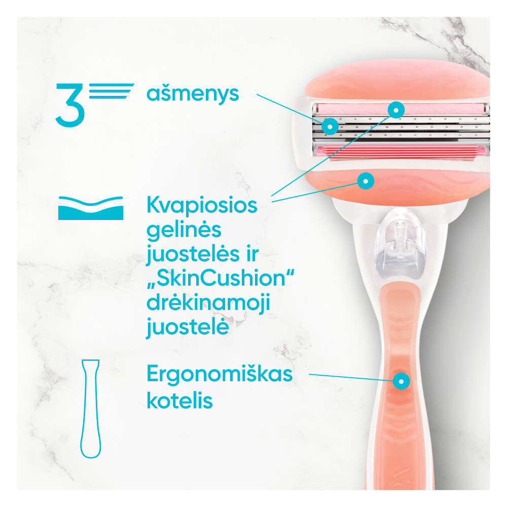 Gillette Venus ComfortGlide Spa Breeze Skustuvas + Galvutės 4 vnt aprašymas - Prekės nuotrauka