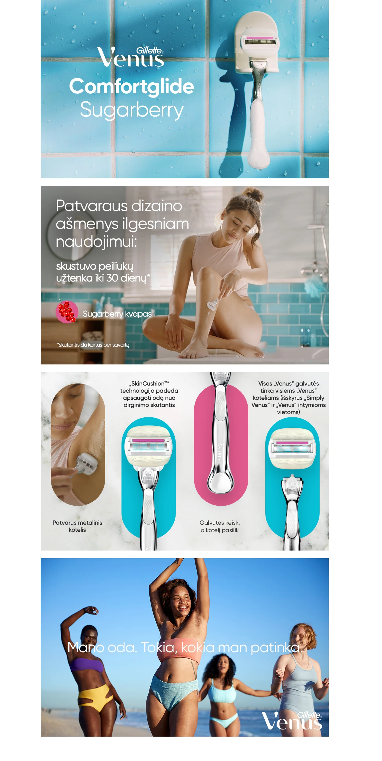 Barzdaskutė Gillette Venus ComfortGlide Sugarberry Miami Skustuvas + Galvutė 1 vnt. aprašymas - Prekės nuotrauka