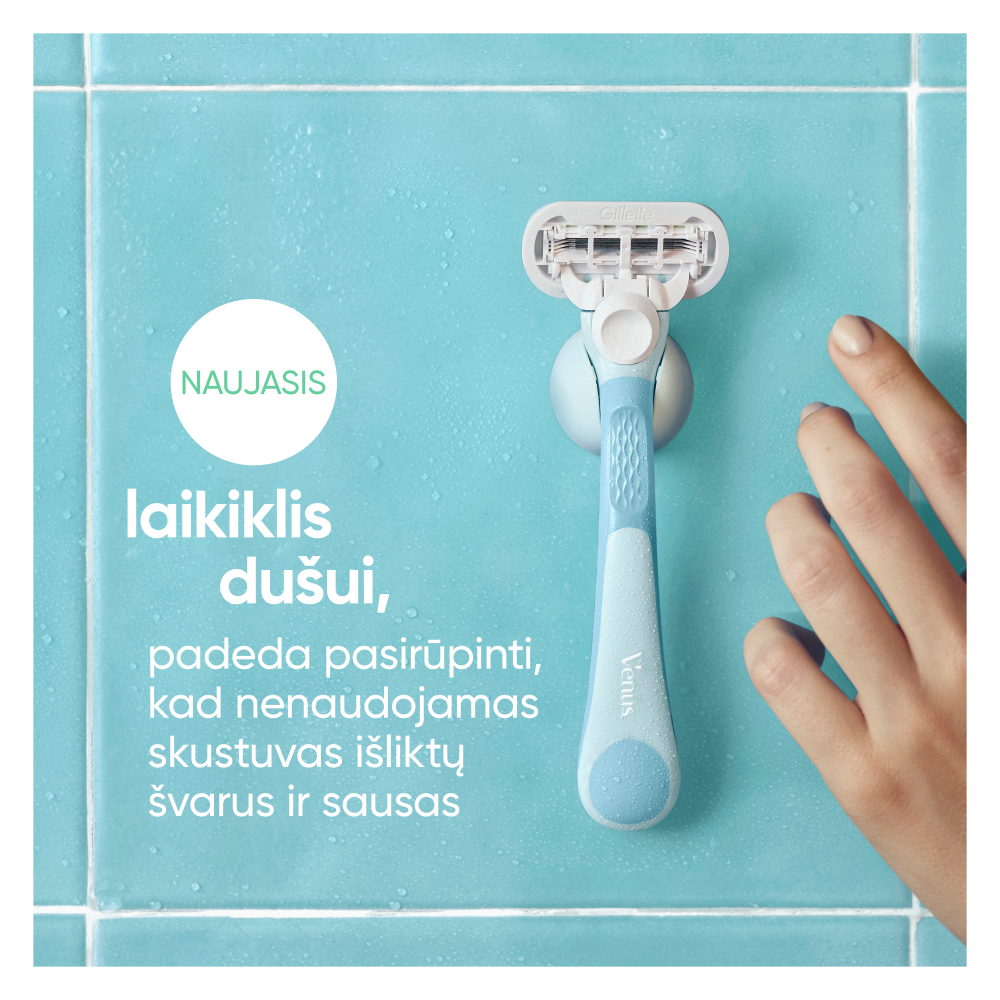 Gillette Venus Extra Smooth Skustuvas, 4 Keičiamos Skustuvo Galvutės, Sieninis Laikiklis aprašymas - Prekės nuotrauka