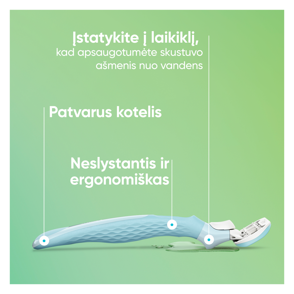 Gillette Venus Extra Smooth Skustuvas, 4 Keičiamos Skustuvo Galvutės, Sieninis Laikiklis aprašymas - Prekės nuotrauka