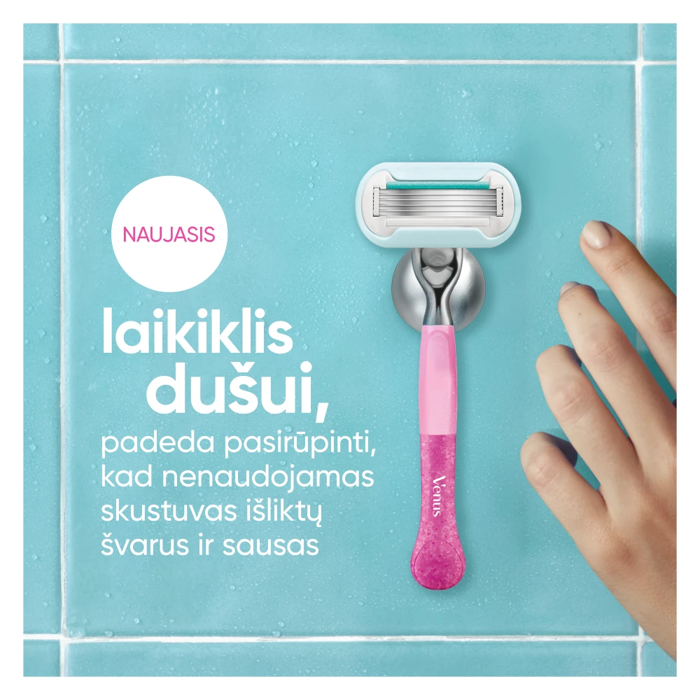 Gillette Venus Party Edition Skustuvas, 1 Keičiamos Skustuvo Galvutės, Sieninis Laikiklis aprašymas - Prekės nuotrauka