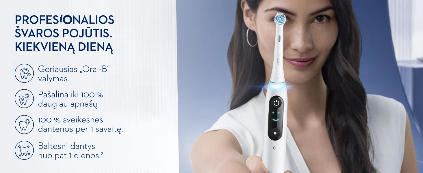 Elektrinis dantų šepetėlis Oral-B iO8, baltas aprašymas - Prekės nuotrauka