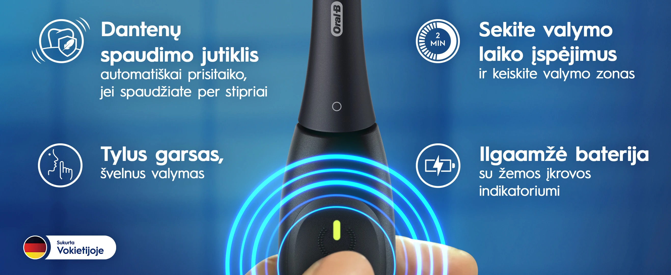 Braun iOS2.1C9.0P Oral-B iO2 Elektrinis Dantų Šepetėlis Calm Rožinė aprašymas - Prekės nuotrauka