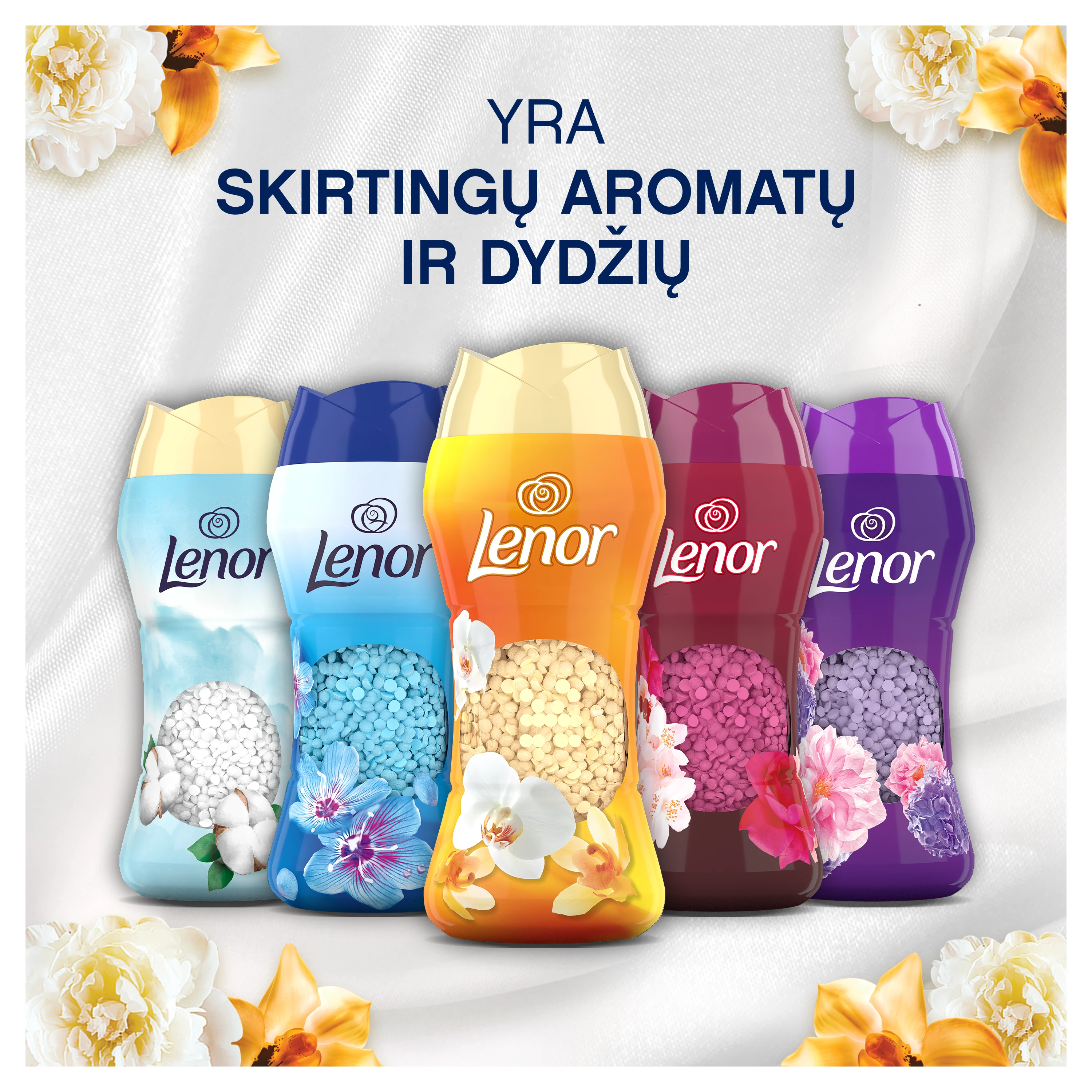 LENOR Kvapų Granulės Gold Orchid 735 g (60 Skalbimai) aprašymas - Prekės nuotrauka
