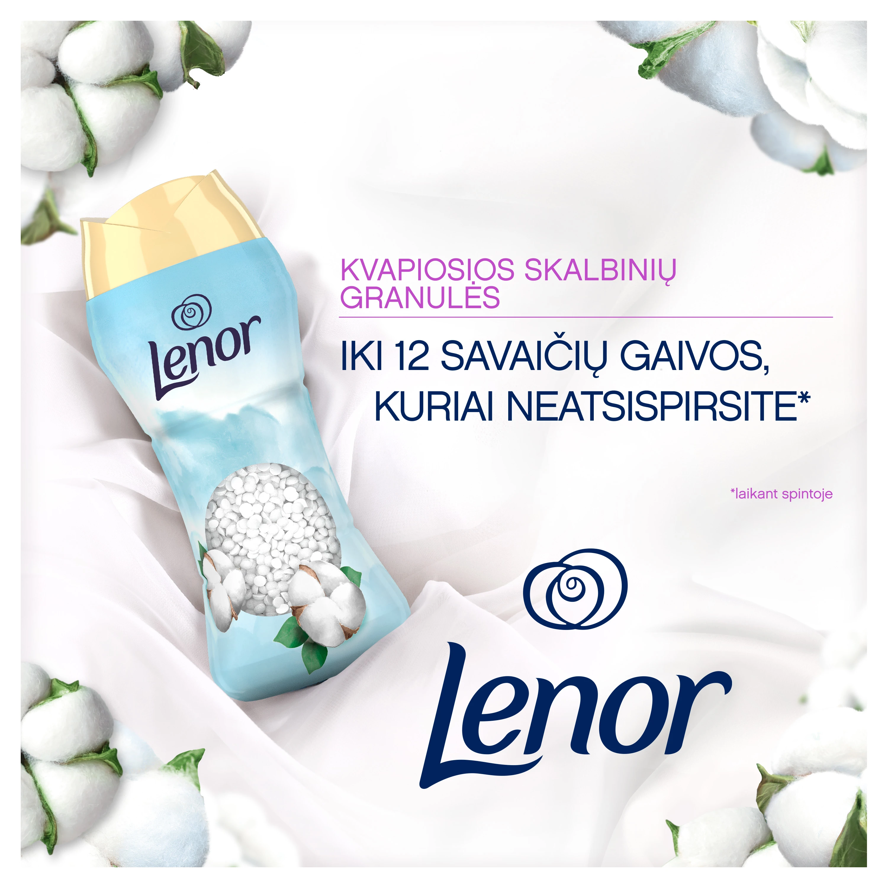 LENOR Kvapų Granulės Sensitive Cotton Fresh 495 g (41 Skalbimai) aprašymas - Prekės nuotrauka