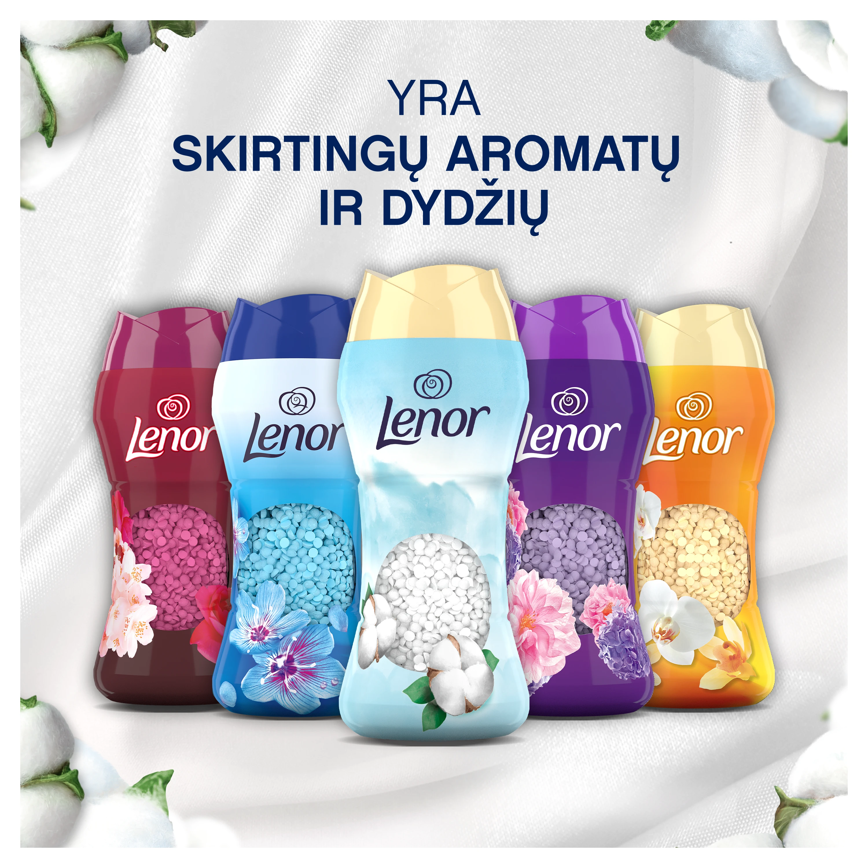 LENOR Kvapų Granulės Sensitive Cotton Fresh 495 g (41 Skalbimai) aprašymas - Prekės nuotrauka
