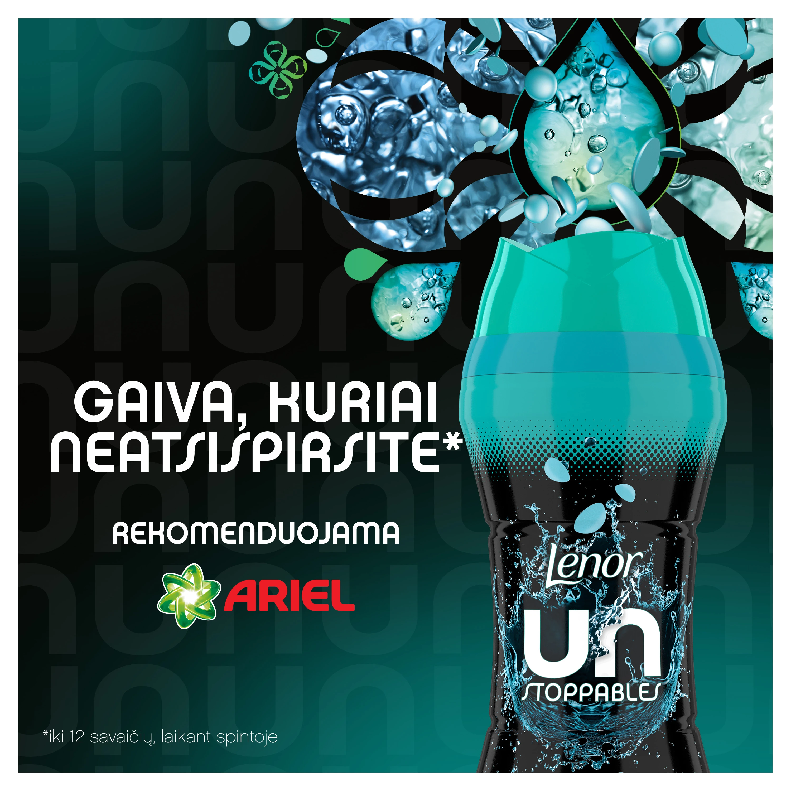 LENOR Kvapų Granulės Unstoppable Fresh 735 g (60 Skalbimai) aprašymas - Prekės nuotrauka