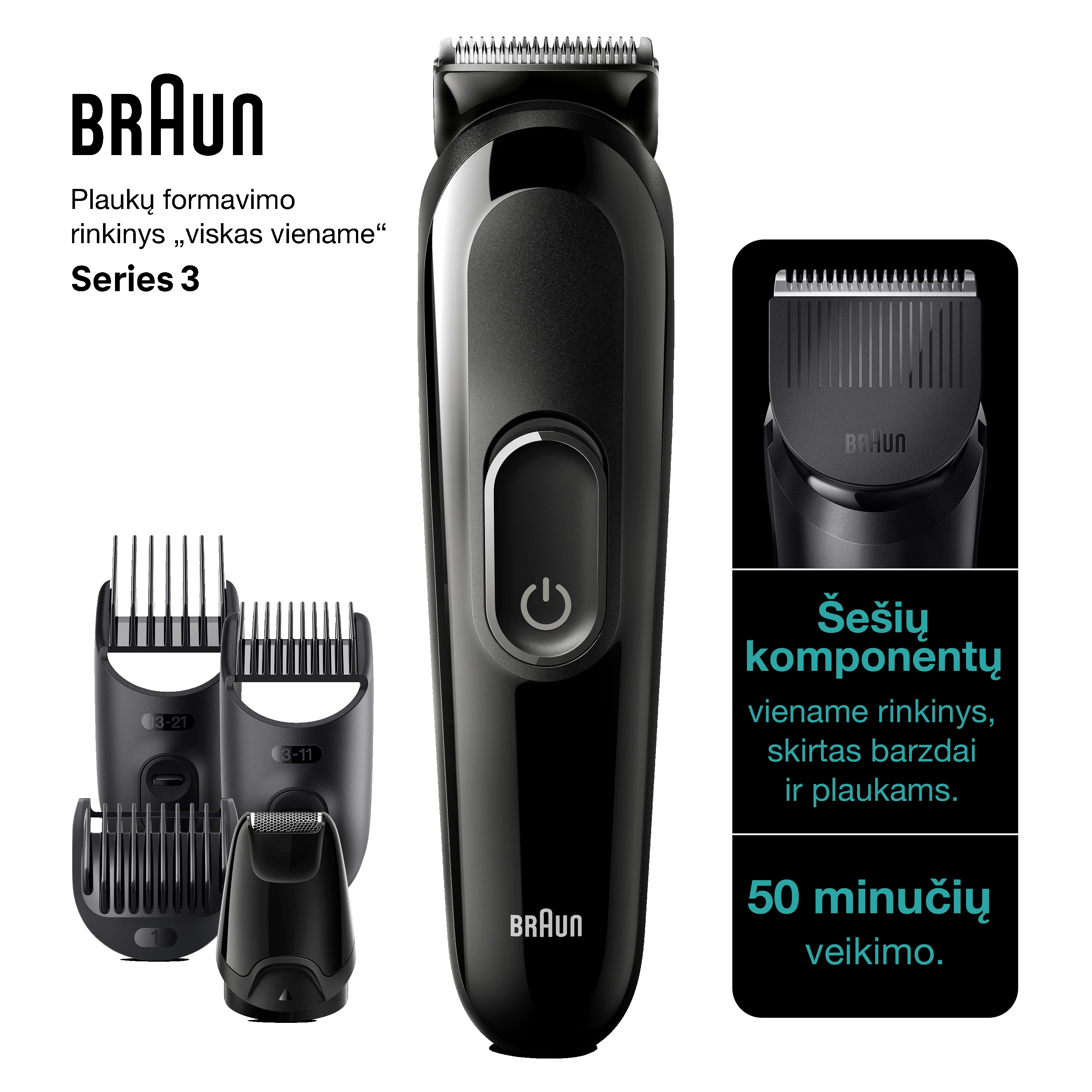 MGK3410 Braun Kirpimo Rinkinys Viskas Viename (6in1) aprašymas - Prekės nuotrauka