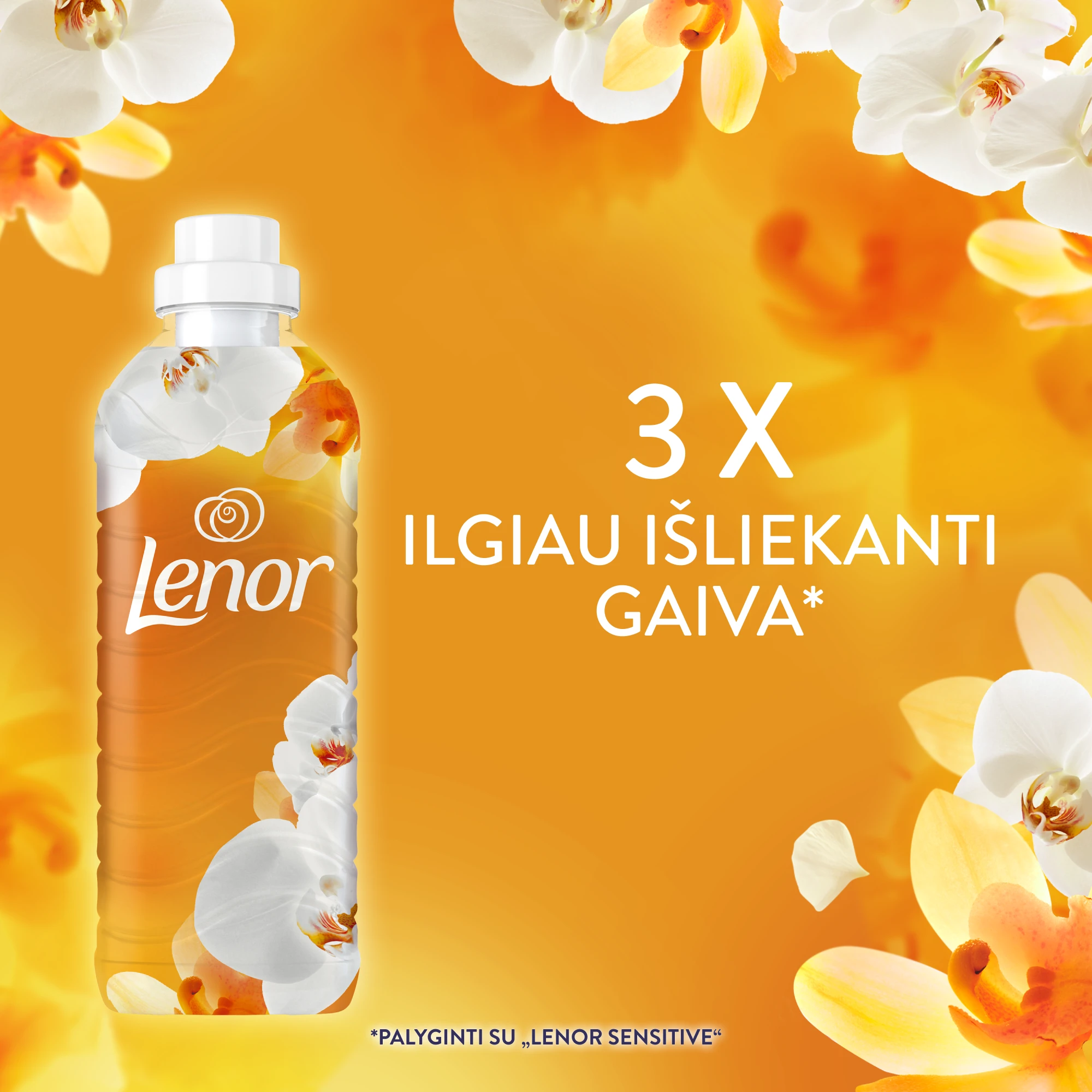 LENOR audinių minkštiklis Gold Orchid & Vanilla 2 x 987 ml (94 Skalbimai) aprašymas - Prekės nuotrauka