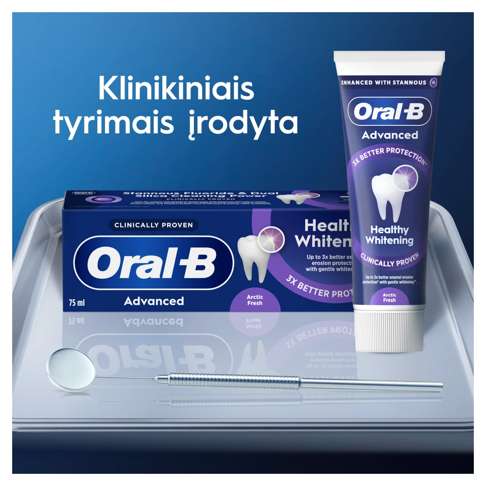 Braun Oral-B Advanced Healthy Whitening Arctic Fresh Dantų pasta, 75 ml aprašymas - Prekės nuotrauka