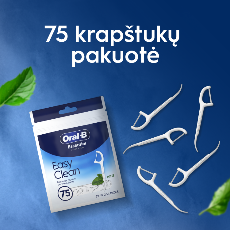Oral-B Easy Clean tarpdančių siūlo laikikliai, 75 vnt. aprašymas - Prekės nuotrauka