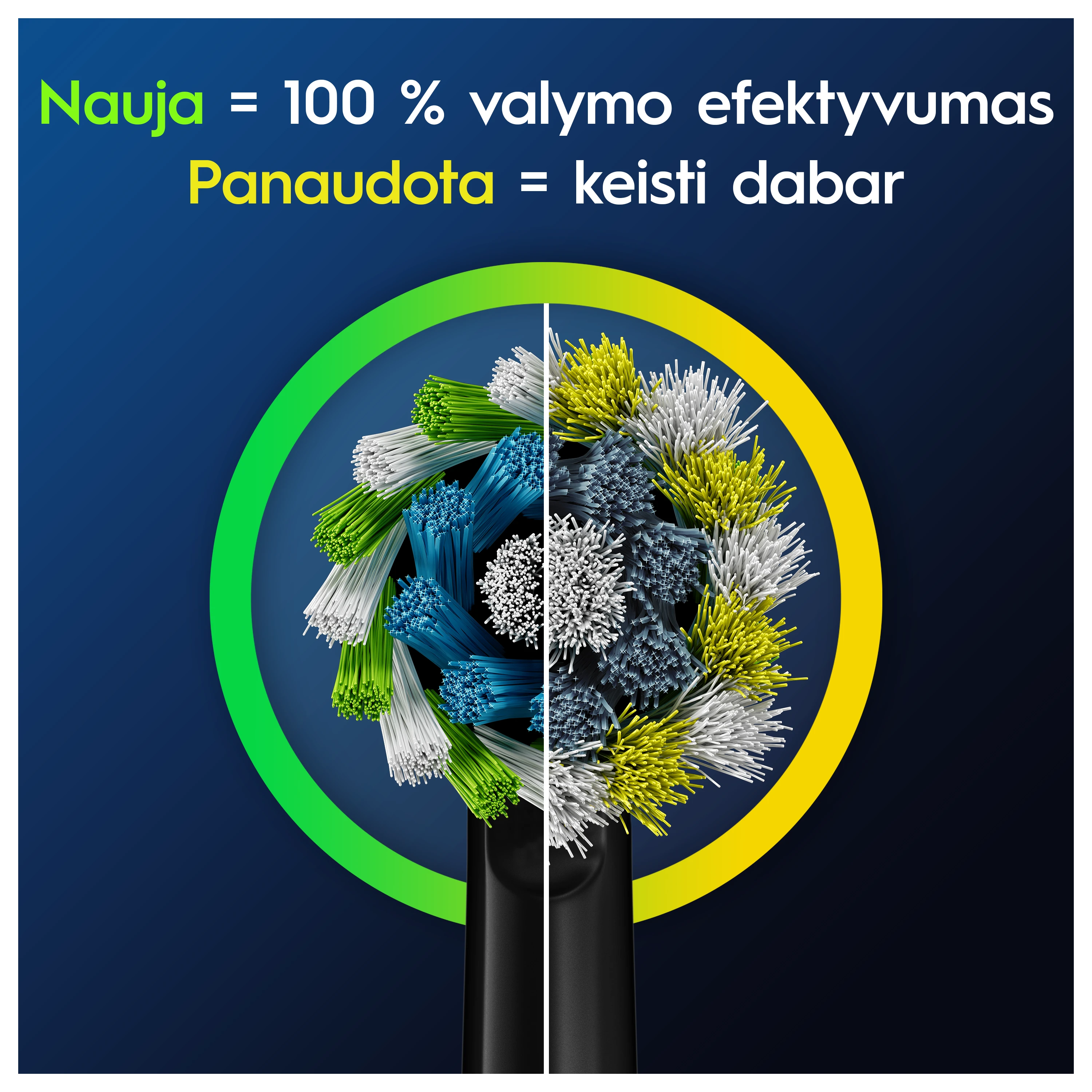 Dantų šepetėlio galvutės Oral-B EB50-2 Cross Action Pro, juodos spalvos, 2 vnt. aprašymas - Prekės nuotrauka