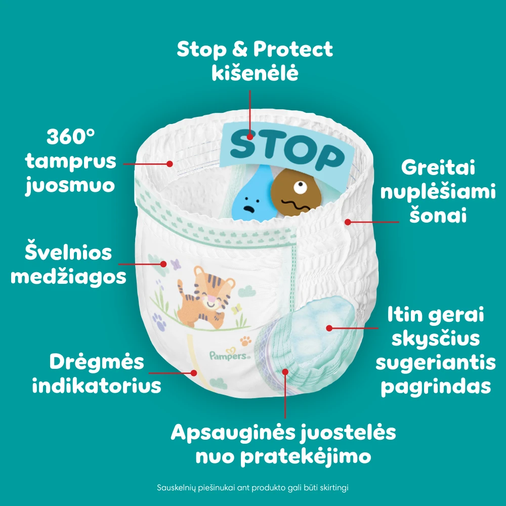 Pampers Active Baby Pants Sauskelnės, 5 Dydis, 164 vnt. aprašymas - Prekės nuotrauka
